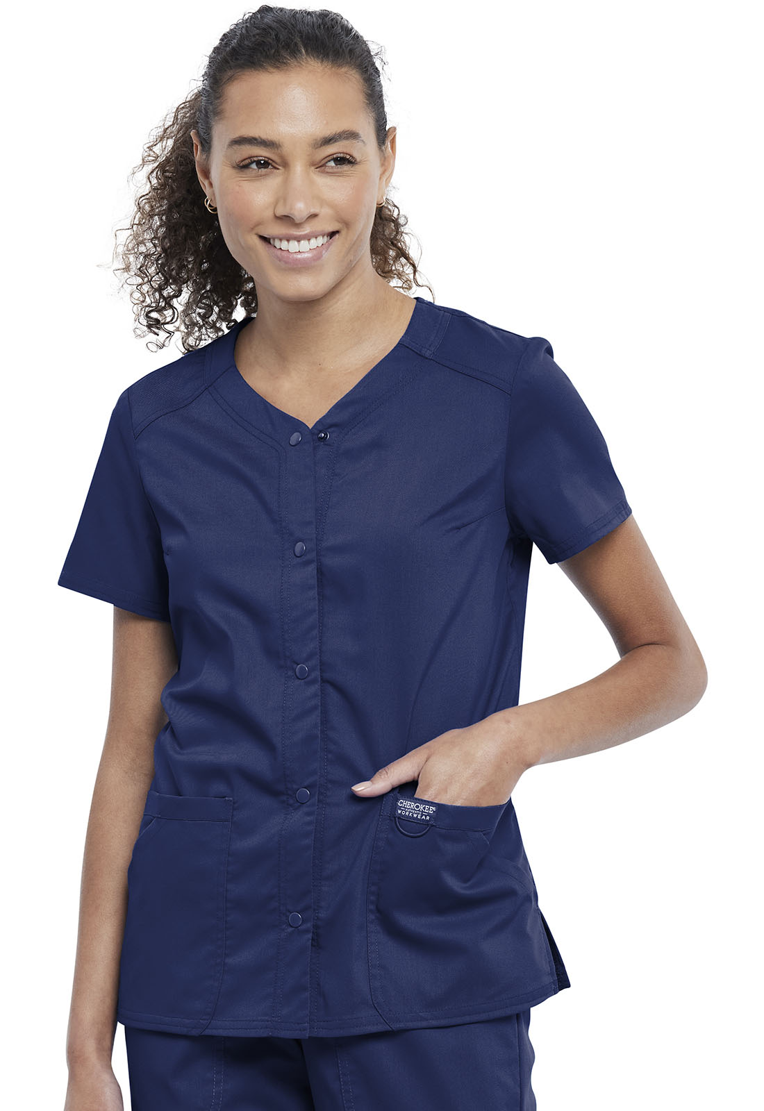 Cherokee WW Revolution Women s Snap Front V Neck Scrub Top WW622