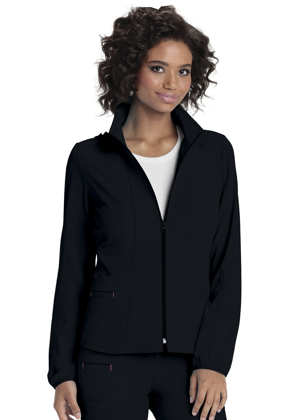 HeartSoul HS315 Women's Zip Front Warm-Up Solid Scrub Jacket 