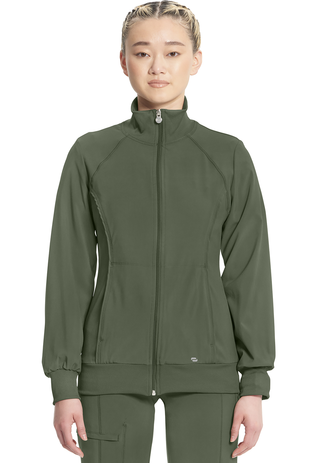 Infinity 2391A Ladies Zip Front Warm-Up Scrub Jacket with Knit Panel Back and 2 Pockets - Antimicrobial-Infinity