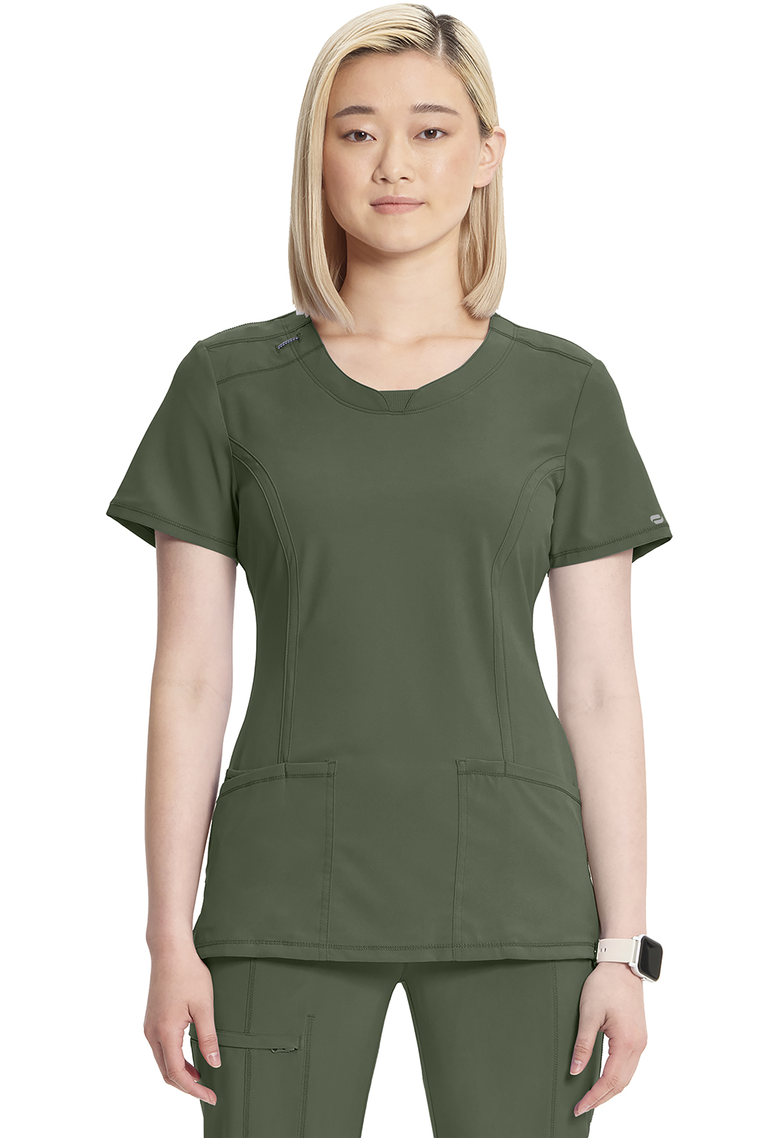 Infinity 2624A Ladies Rib Knit Stretch Panel 3 Pocket Scrub Top - Antimicrobial-Infinity