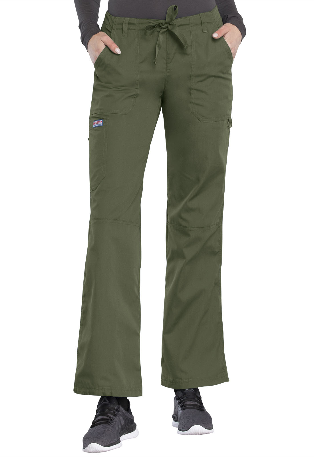 Cherokee Workwear Women's Low Rise PETITE Drawstring Cargo Scrub Pants - 4020P