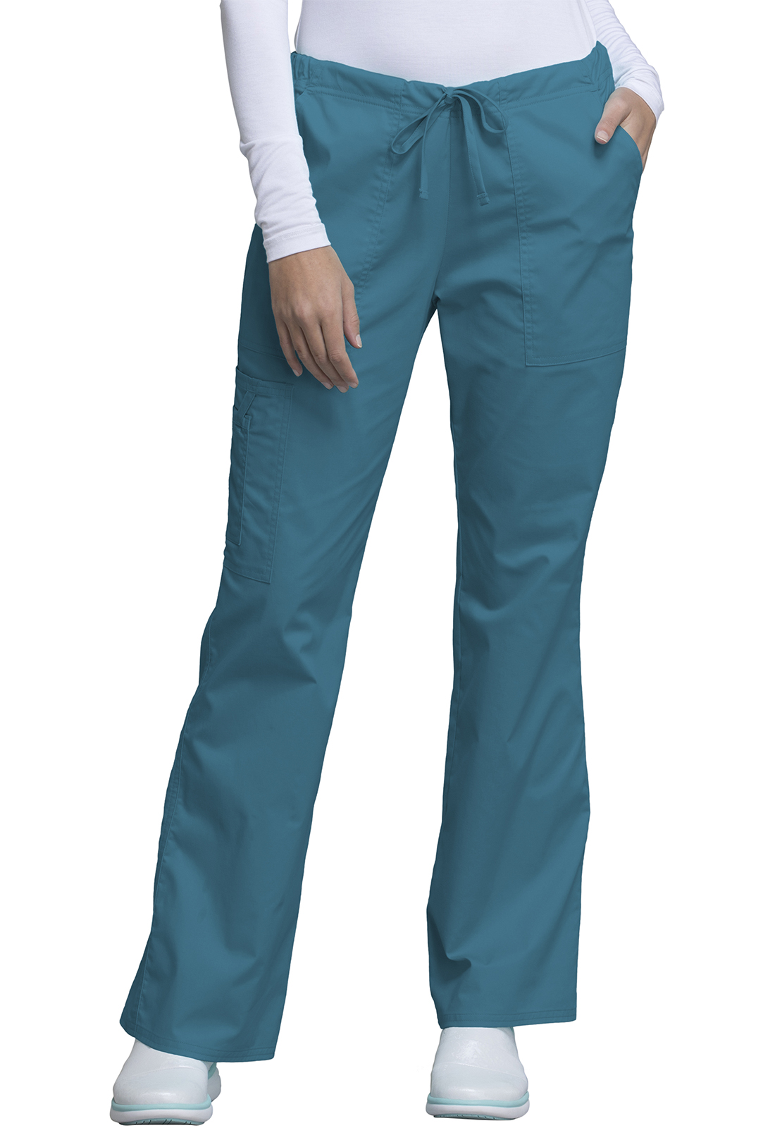 WW Core Stretch Mid Rise Drawstring Cargo Pant-Cherokee Workwear