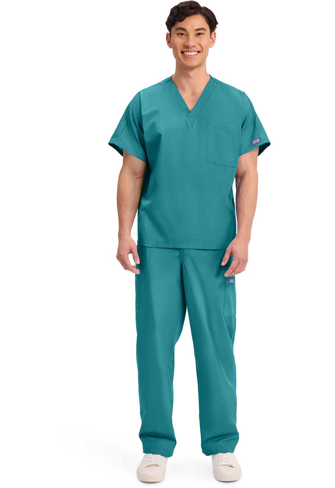 Cherokee Unisex V-Neck Scrub Top 4777 - Turquoise, Sizes XS To 5XL