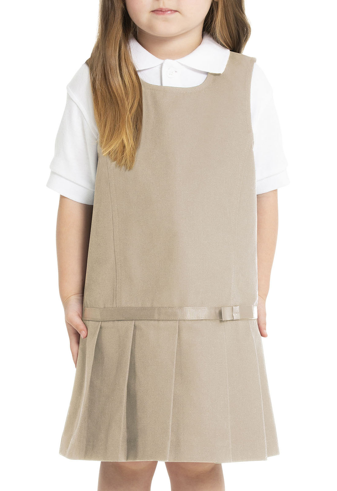 Real School Drop Waist Jumper w/Ribbon Bow-Real School Uniforms
