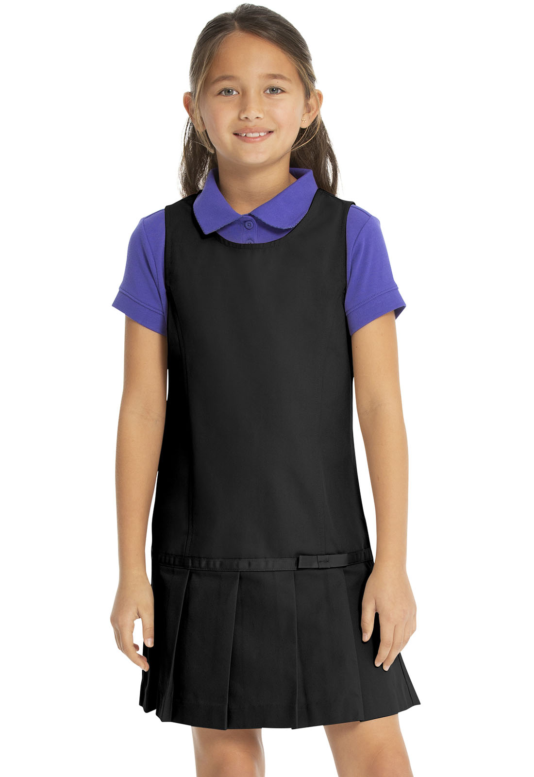 Real School Uniforms Real School Girls-Jrs Jumpers Drop Waist Jumper w/Ribbon Bow