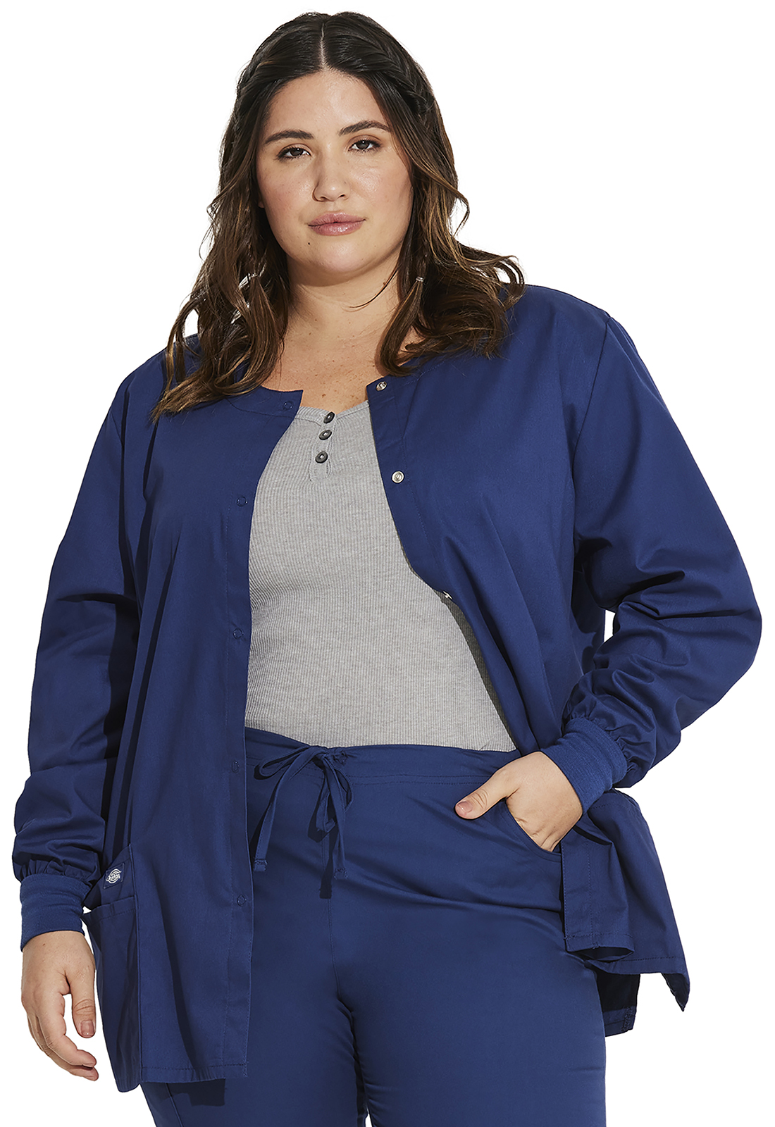 Dickies EDS Signature 86306 Ladies Snap Front Multi-Pocket Medical Warm-Up Scrub Jacket-Dickies