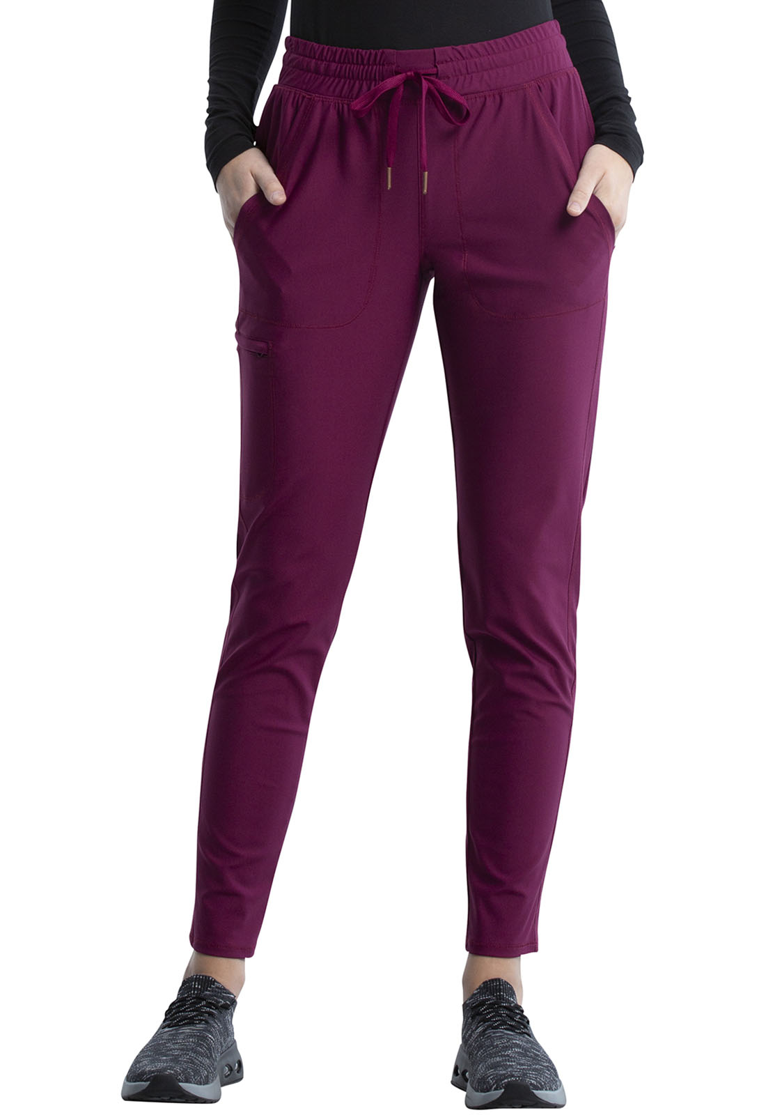FORM CK095 Ladies 5 Pocket Mid Rise Drawstring Tapered Leg Scrub Pant by Cherokee-Cherokee