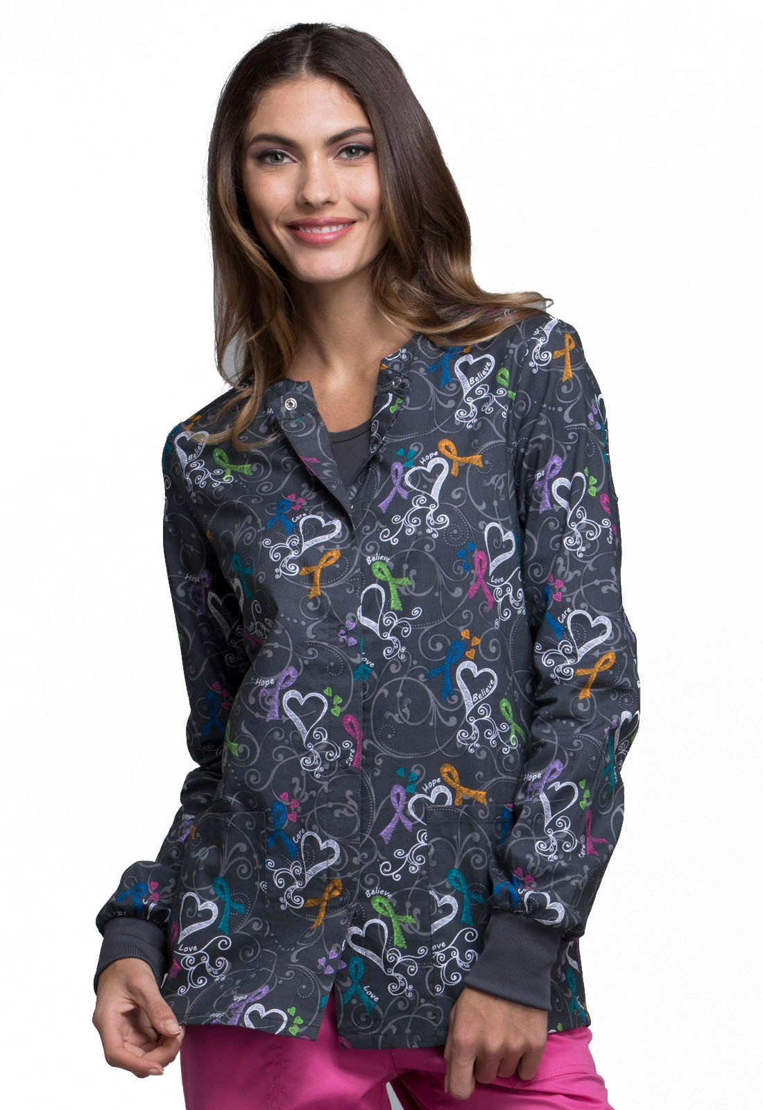 We Are Aware Cherokee Scrubs Genuine Snap Front Warm Up Jacket CK301 WAWR 