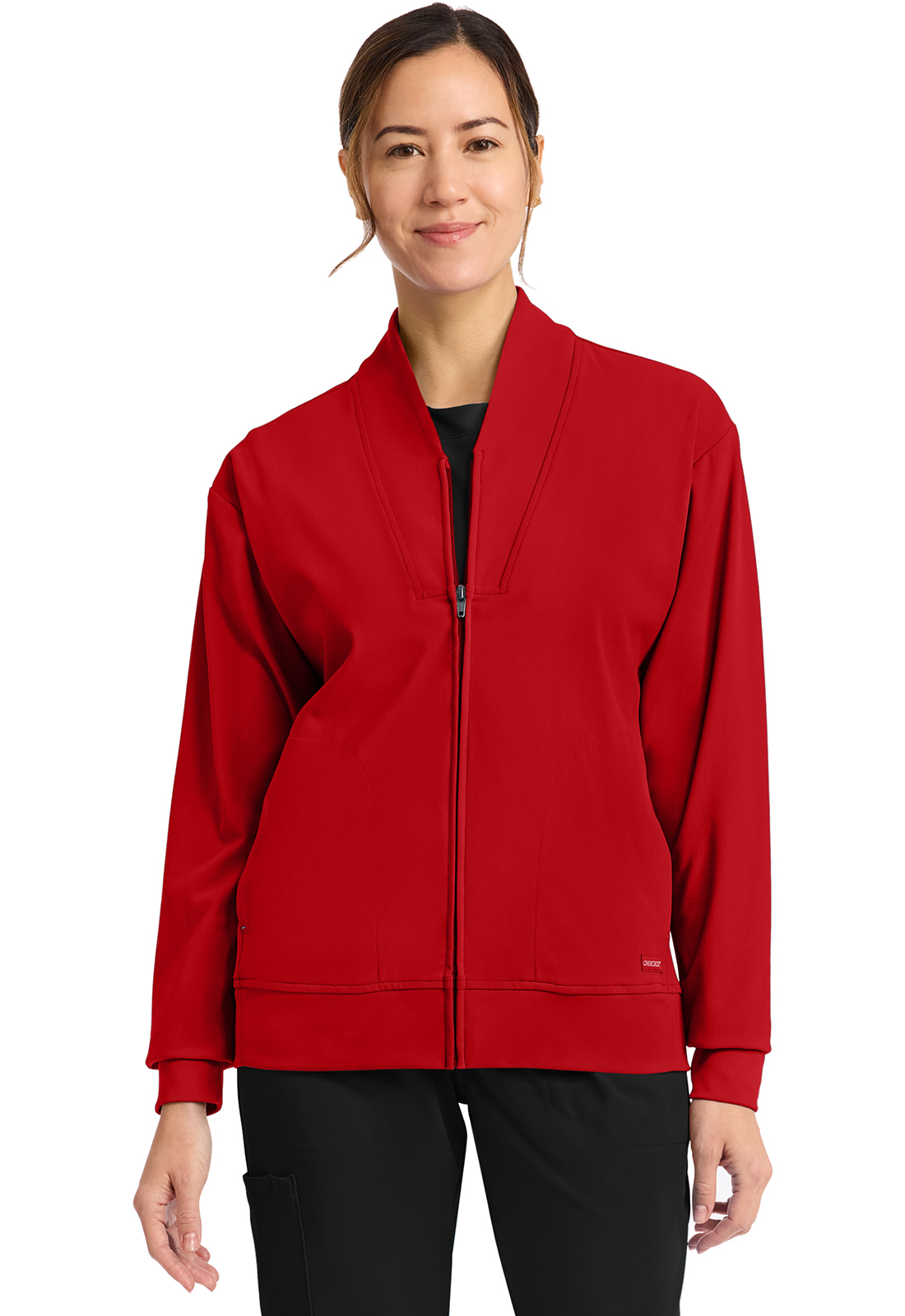 Cherokee Achieve CK353 NEW Women&#8216;s Wrinkle Resistant Zip-Up Warm-Up Jacket-Cherokee