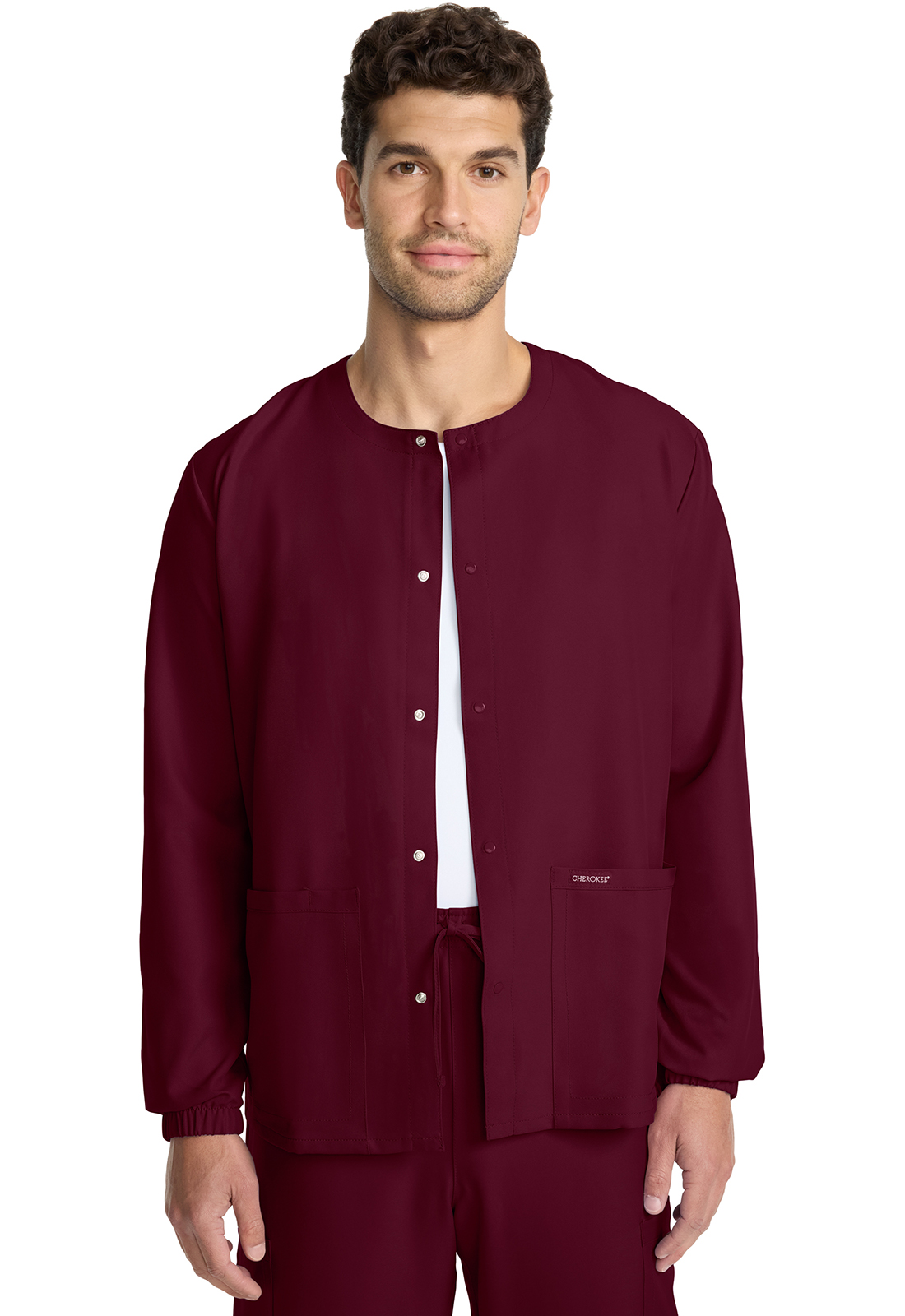 ULTRA CK393A Unisex Snap Front 2 Pocket Warm Up Scrub Jacket - Antimicrobial-Cherokee