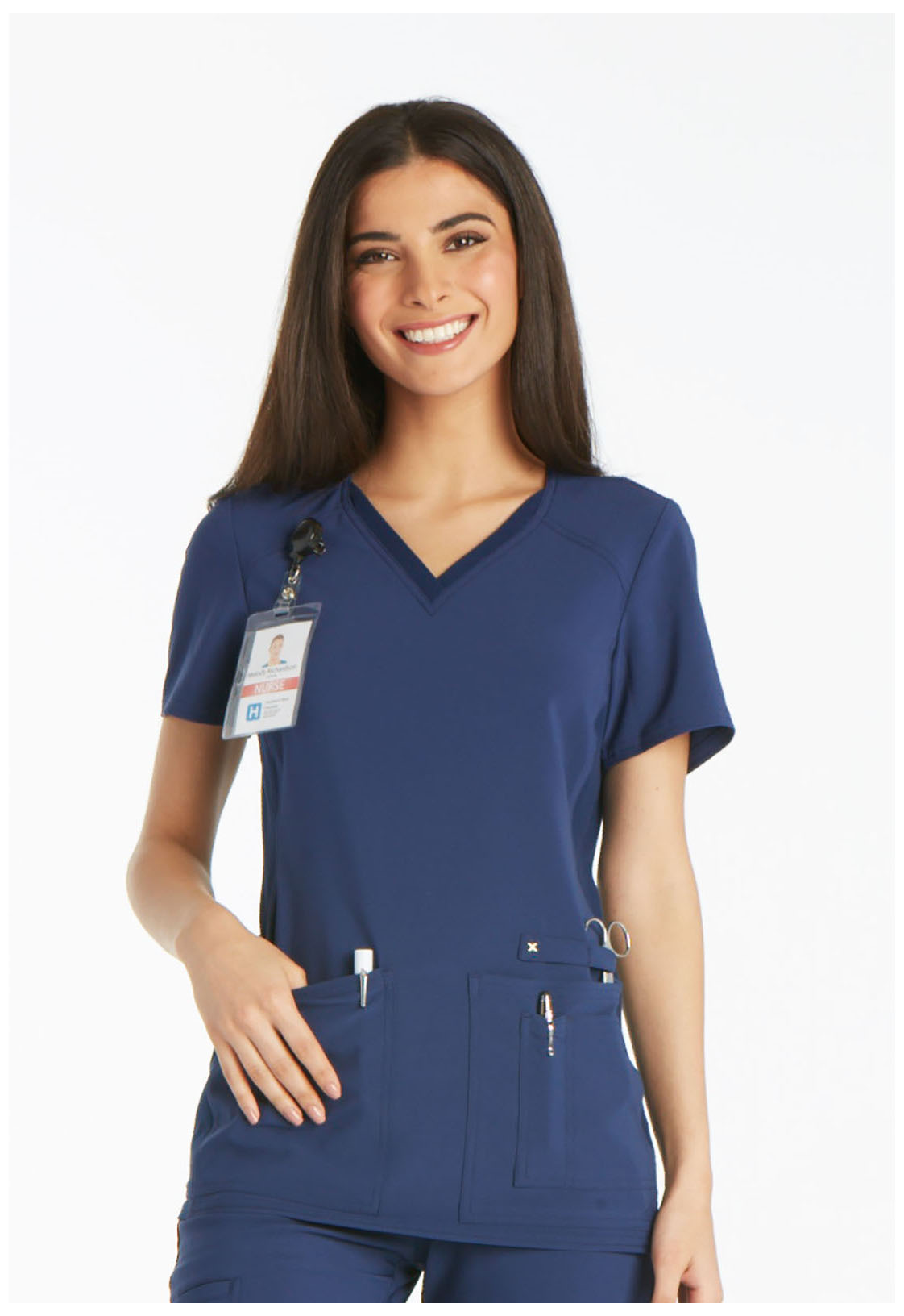 IFlex CK605 Ladies V-Neck Knit Panel Medical Scrub Top-Cherokee