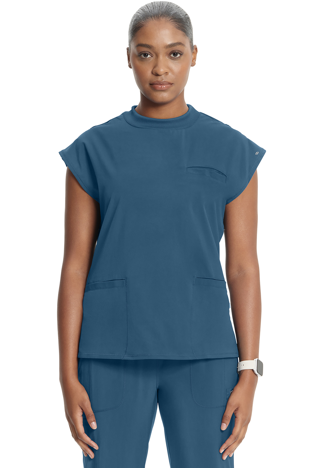 Infinity CK742A Mock Neck 4 Pocket Shoulder Sleeve Medical Scrub Top Antimicrobial-Infinity