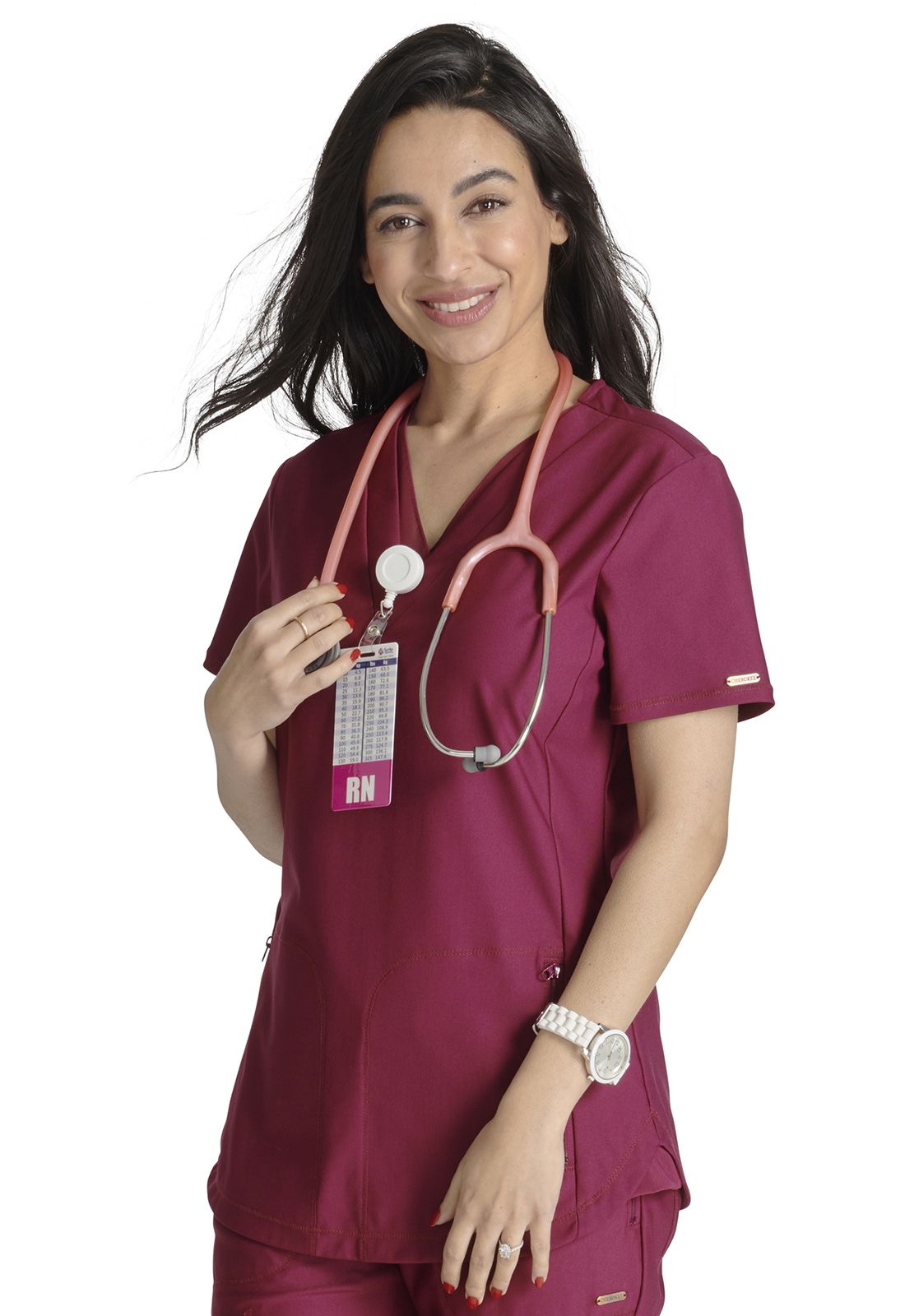  FORM CK843 Power Mesh V Neck Medical Scrub Top by Cherokee-Cherokee