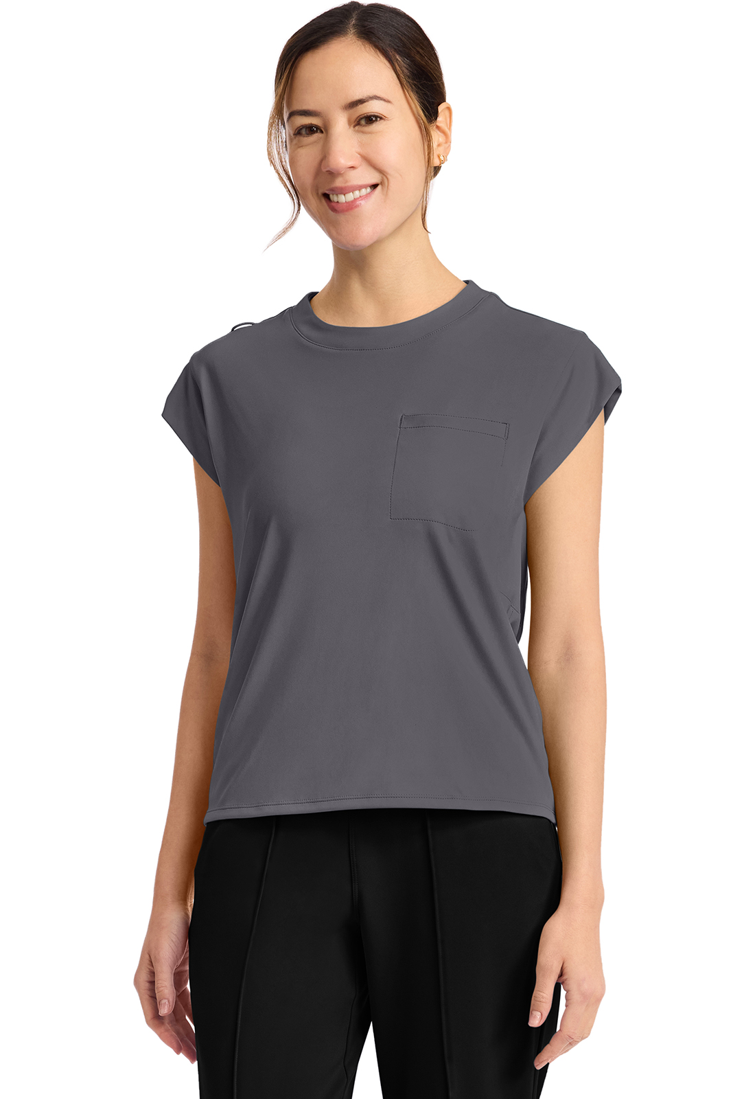 Cherokee Achieve CK936 NEW Women&#8216;s Stylish 1-Pocket Crew Neck Top-Cherokee