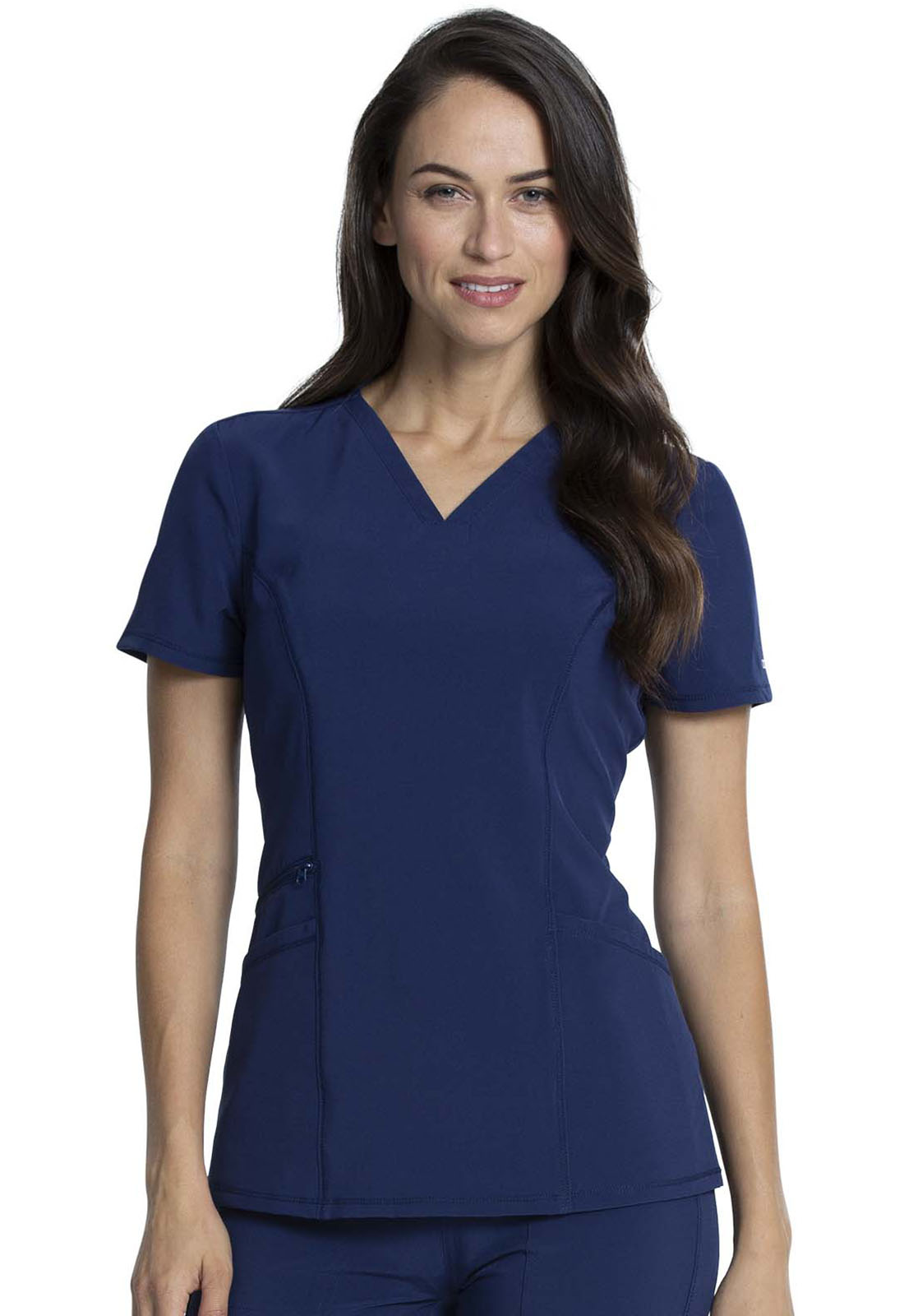 Allura CKA684 Women&#8216;s V-Neck Zipper Cell Pocket Moisture Wicking Medical Scrub Top-Cherokee