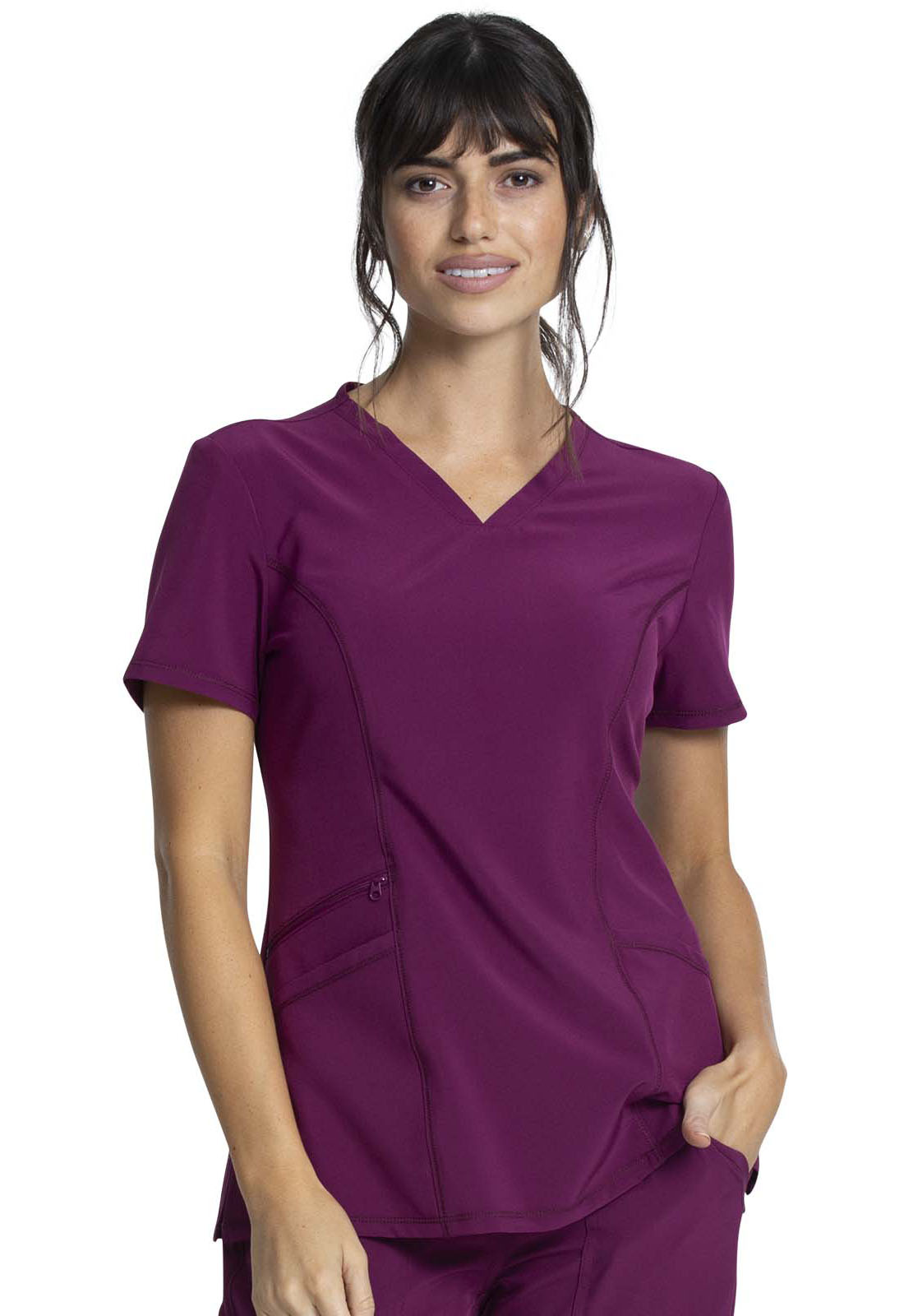 Buy Allura CKA684 V-Neck Zipper Cell Pocket Medical Scrub