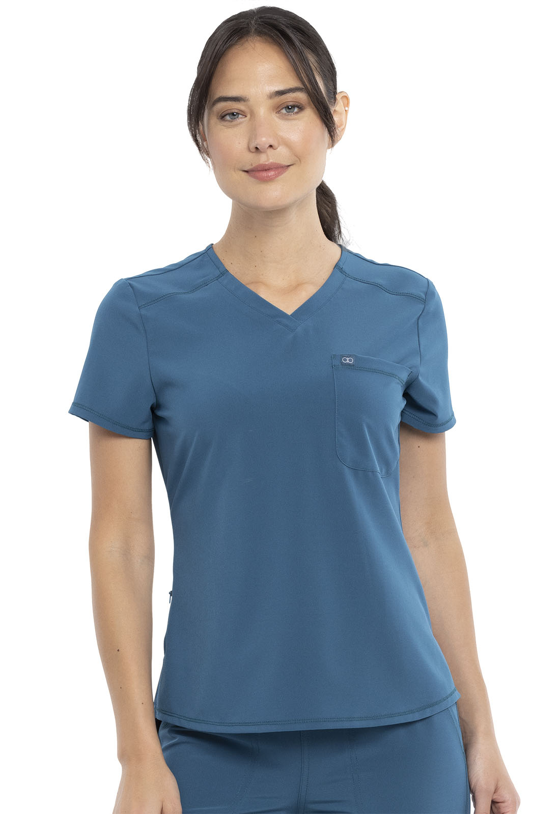 Allura CKA690 Women&#8216;s Tuckable Zip Back Pocket Flex Stretch Medical Scrub Top-Cherokee