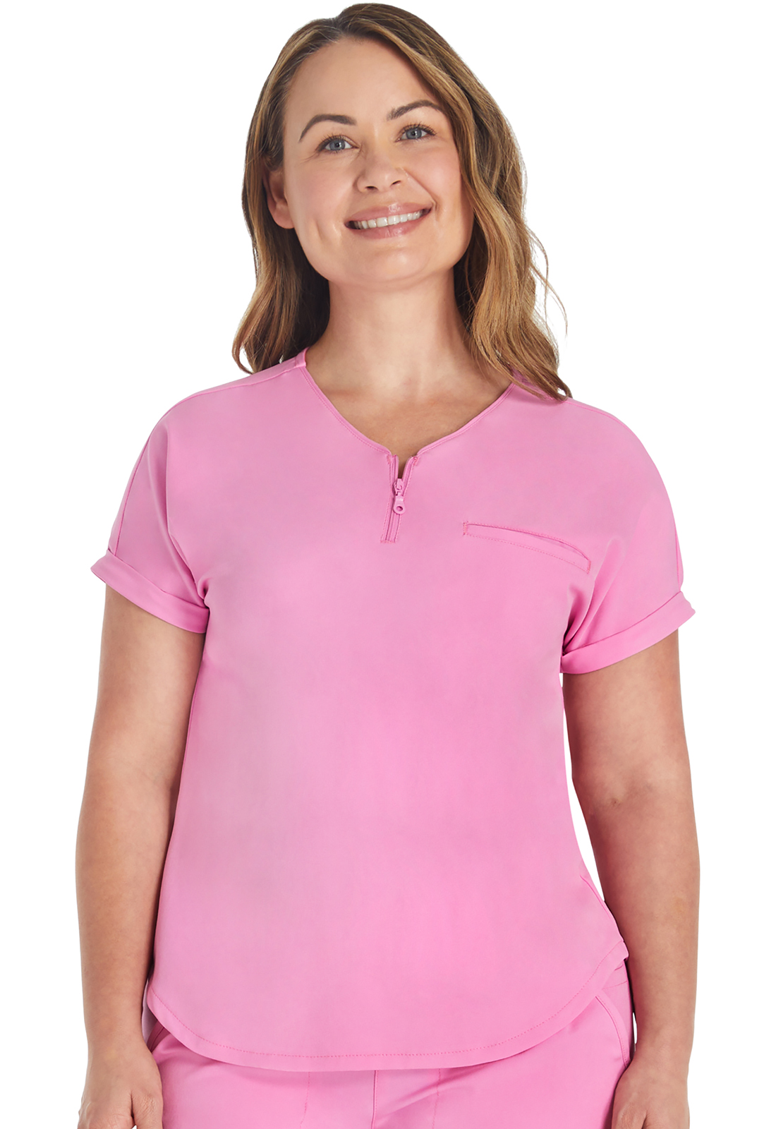 ALLURA RESERVE Zip V&#45;Neck Tuckable Top-Cherokee