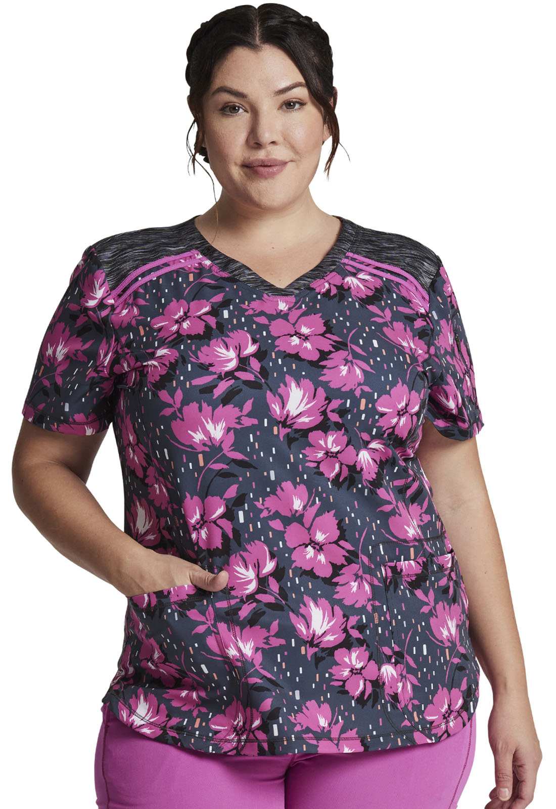 plus size printed scrub tops