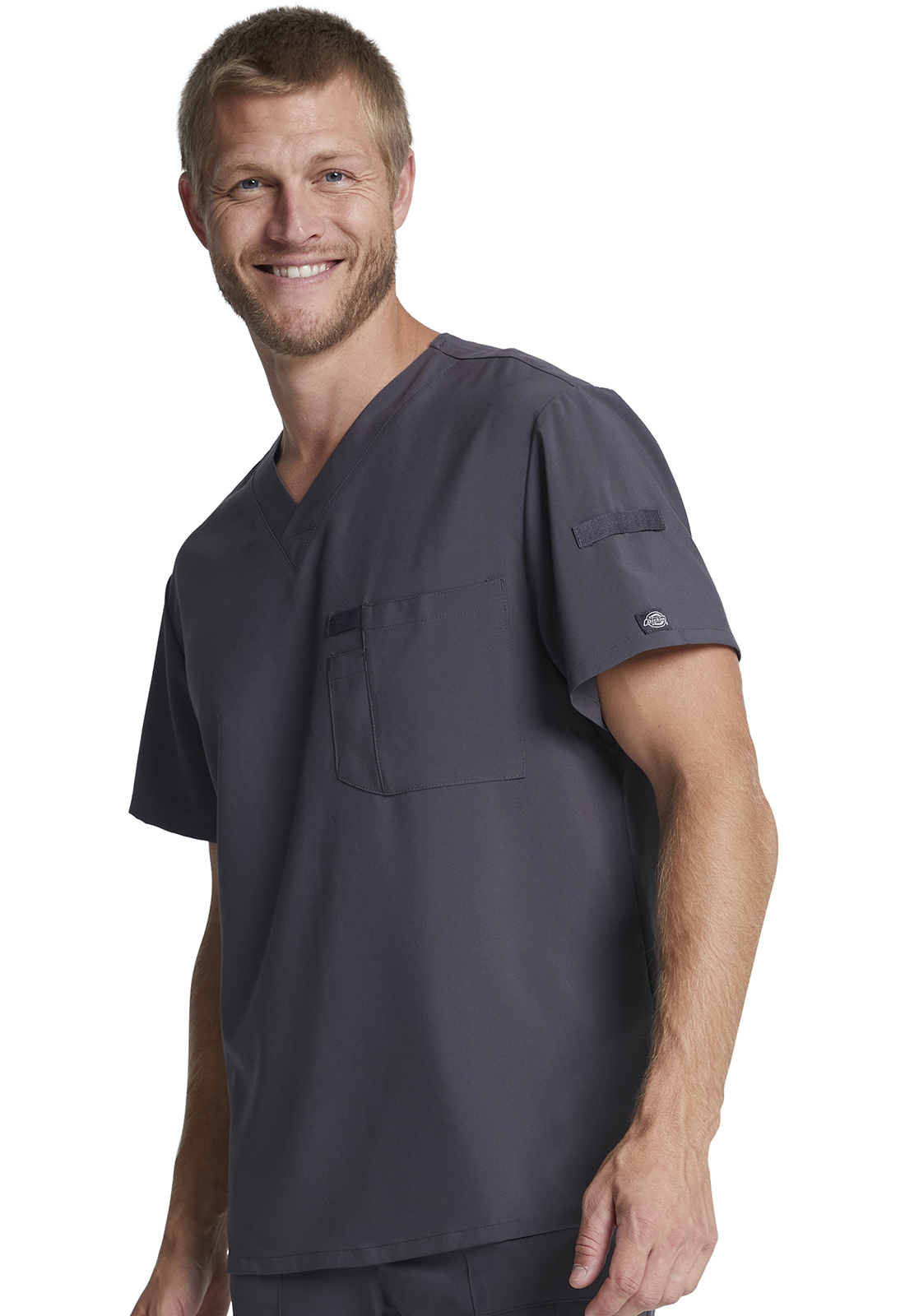 Dickies EDS Essentials DK635 Men&#8216;s 1 Pocket Athletic Fit Medical Scrub Top-Dickies