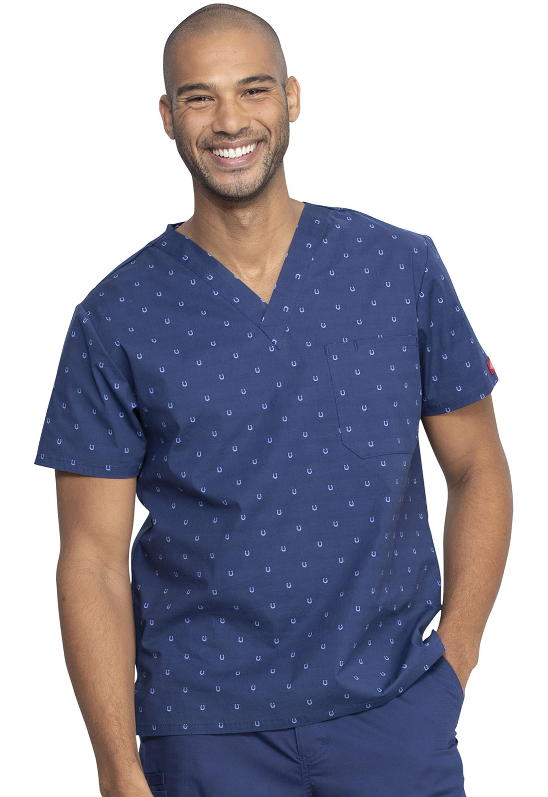 men's printed scrub tops
