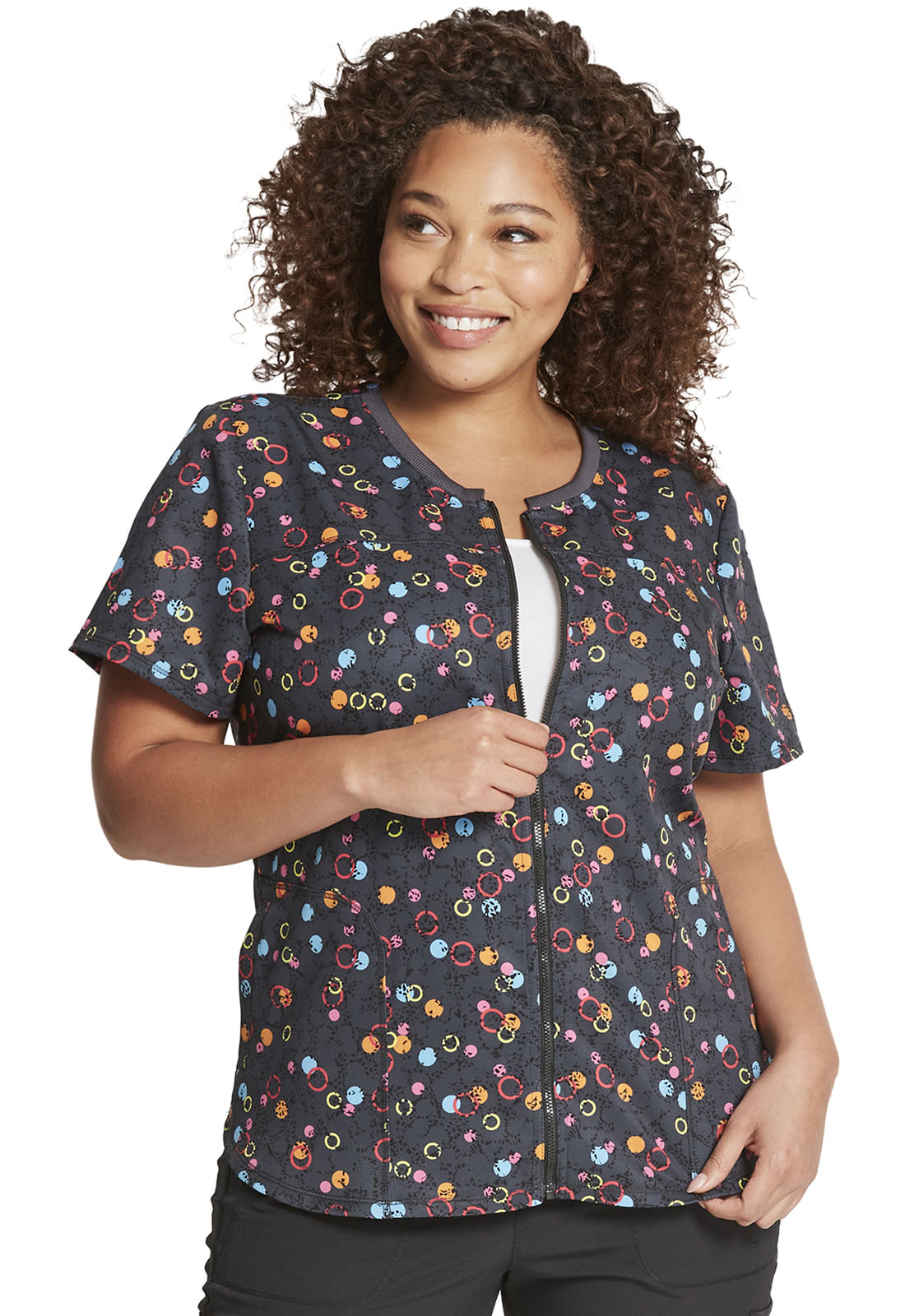 plus size printed scrub tops