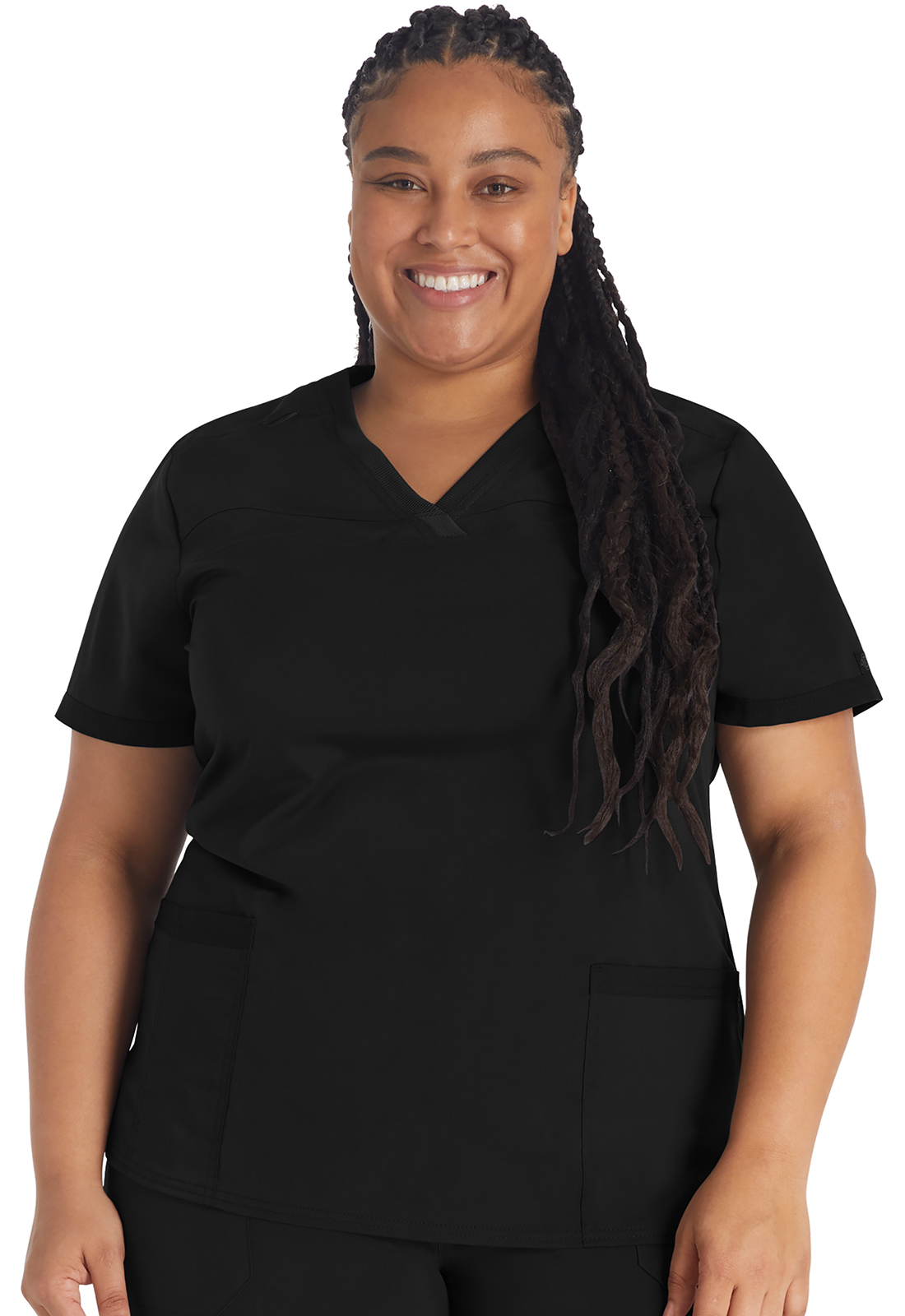 Dickies Balance V-Neck Top With Rib Knit Panels-Dickies Medical