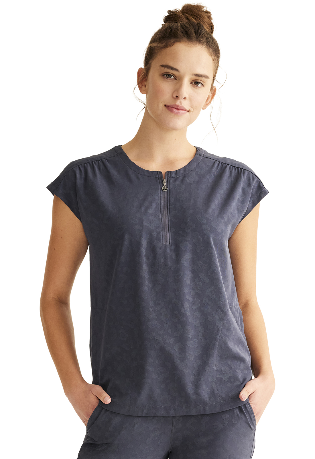 HH Purple Label Jacquard HH602 Jayden 2 Pocket Dolman Sleeve Scrub Top-Healing Hands