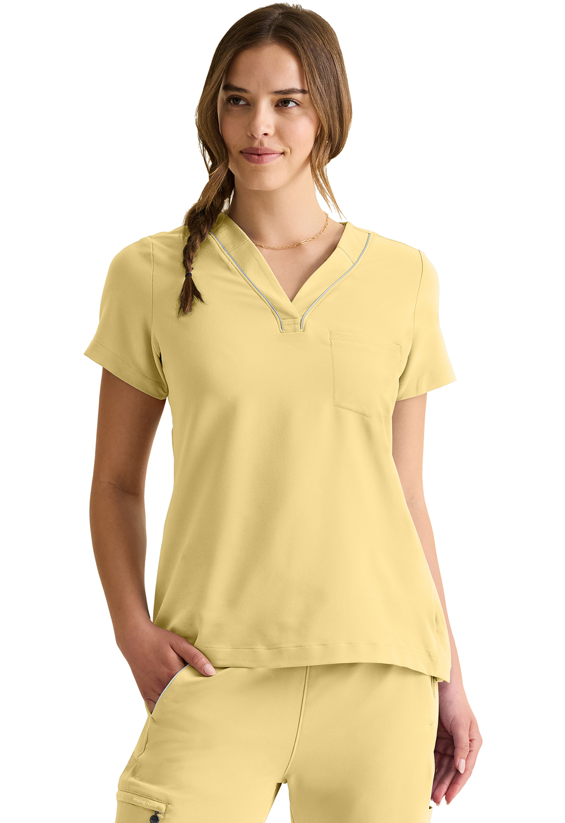 360 by Healing Hands HH700 Stella 1 Pocket Athletic Style Knit Side Panel Medical Scrub Top-Healing Hands