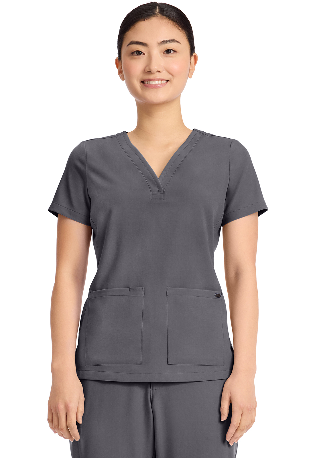 QUEST HH751 NEW Women&#8216;s Pet Hair Resistant 3 Pocket Y-Neck Scrub Top-Healing Hands