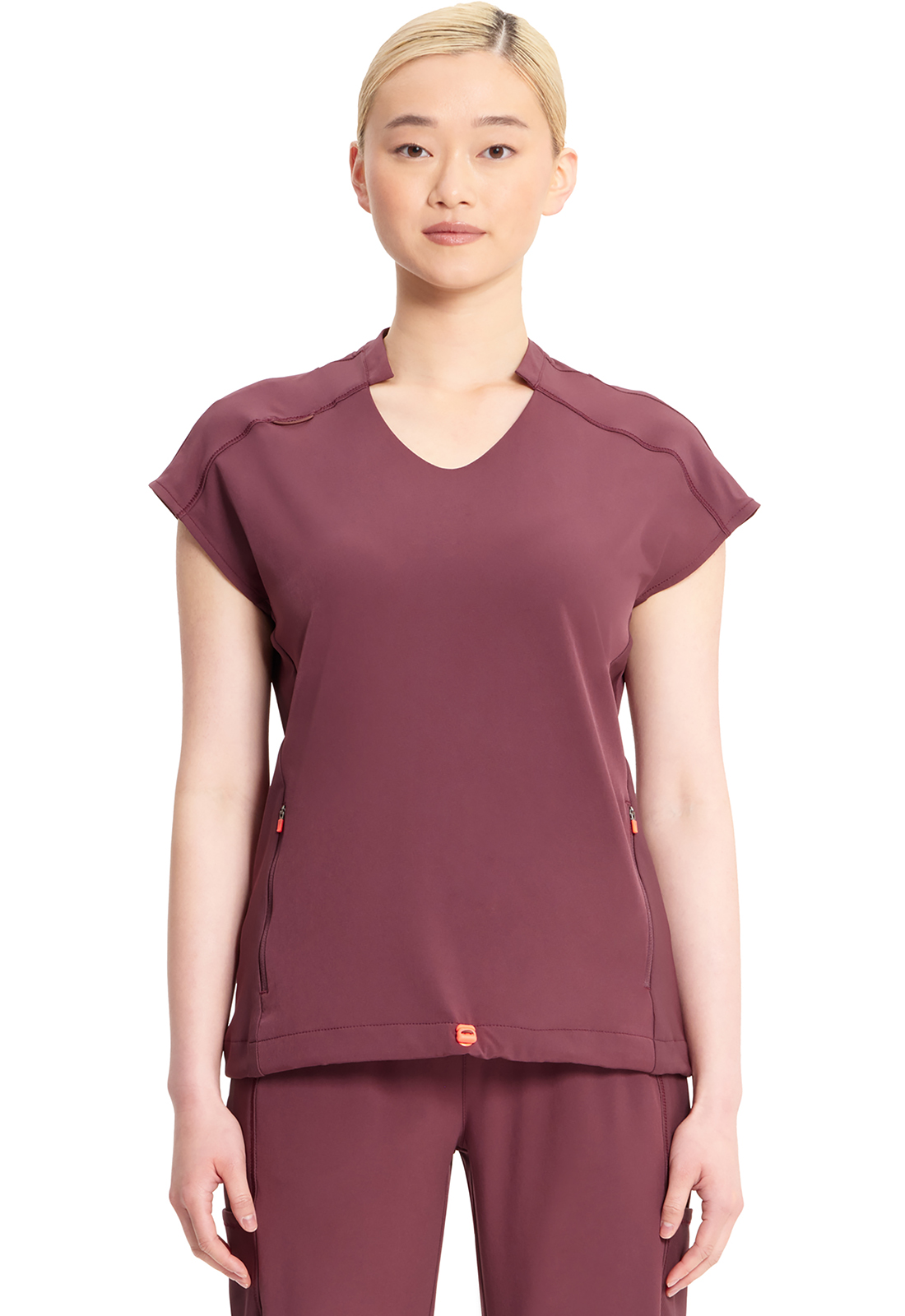 Infinity GNR8 NEW IN617A Athletic Inspired 2 Zipper Pocket Women&#8216;s V-Neck Medical Scrub Top - Antimicrobial-Infinity