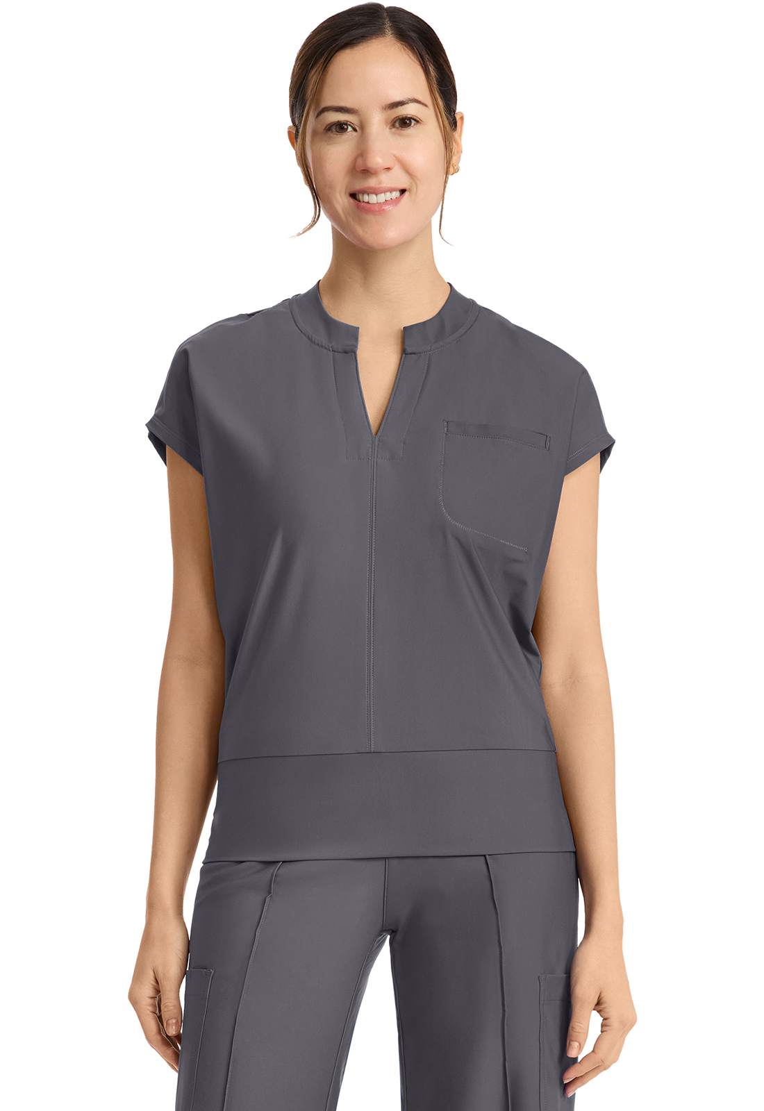 ‘KINETIC IN655A Women‘s Sporty 1 Pocket Scrub Top WSL-CHEROKEE