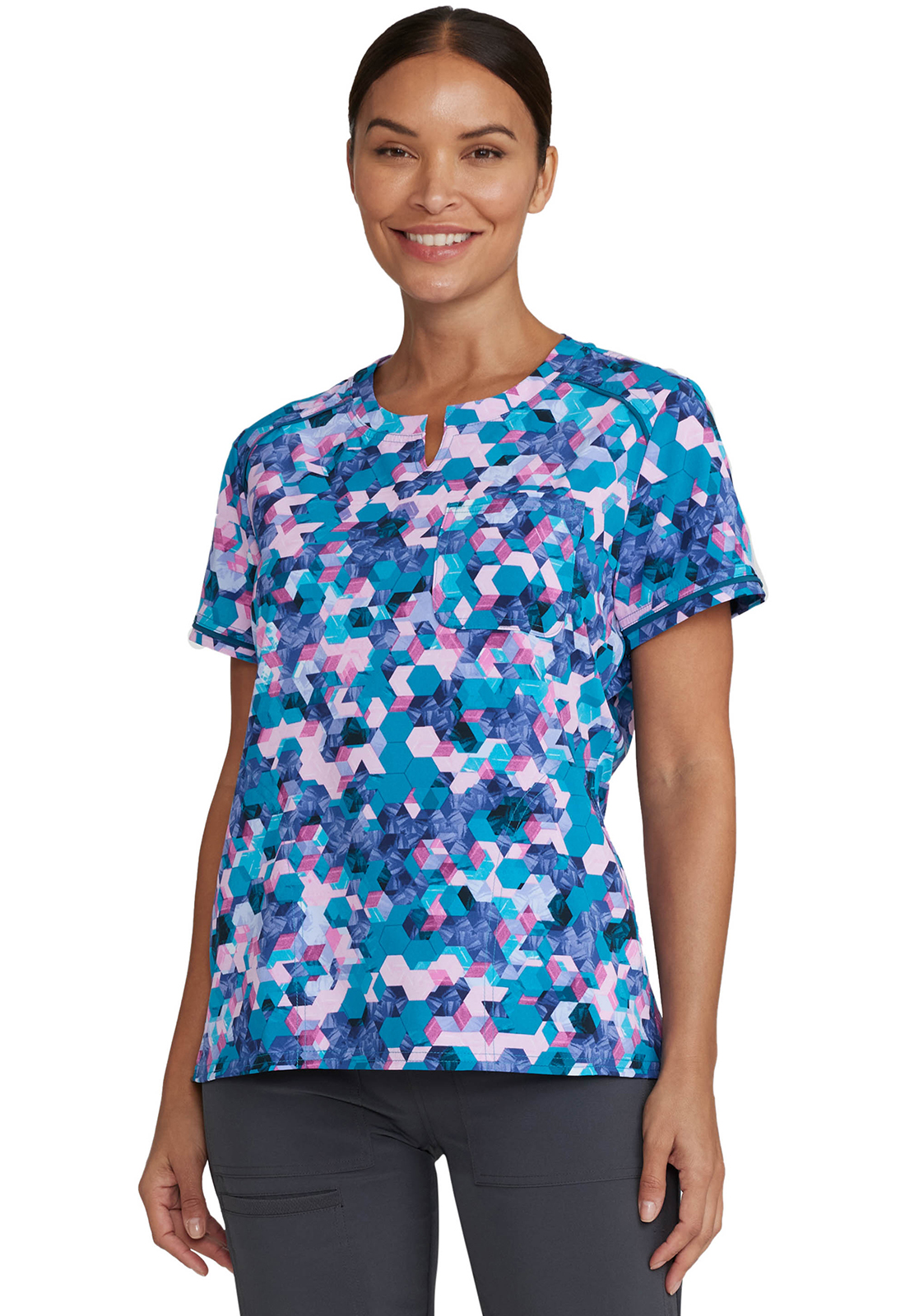 Inspira Flex Round Neck Print Top-Inspira
