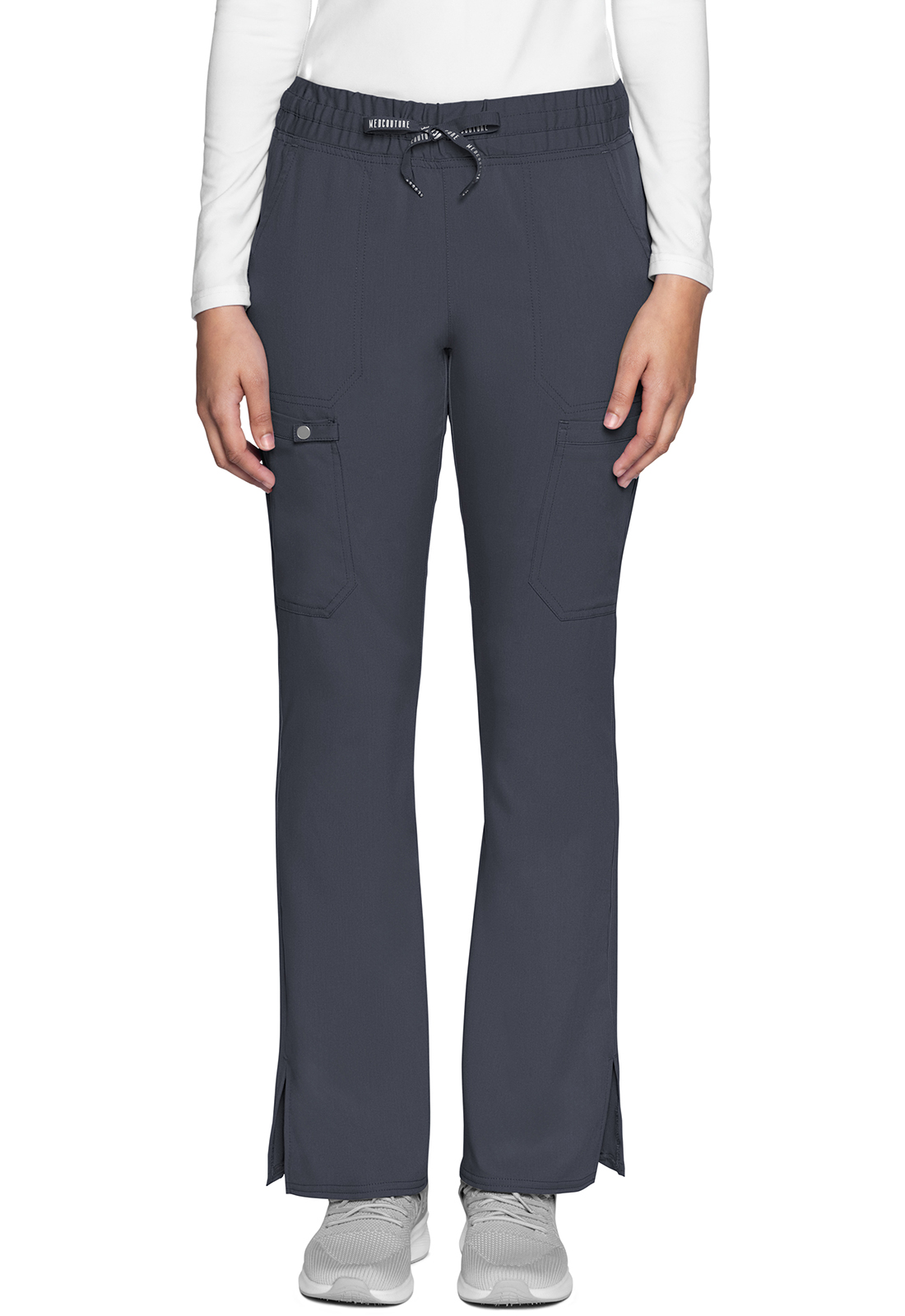 MC Touch MC007 NEW Ladies 5 Pocket Natural Rise Drawstring Stretch Flare Leg Medical Scrub Pant by Med Couture-Med Couture