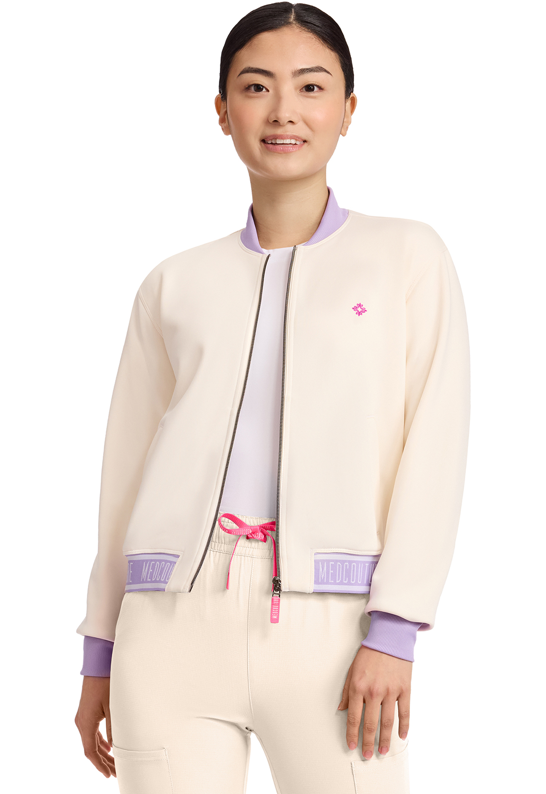 MC AMP MC304 Women&#8216;s NEW 2-Pocket Bomber Style Scrub Jacket-Med Couture