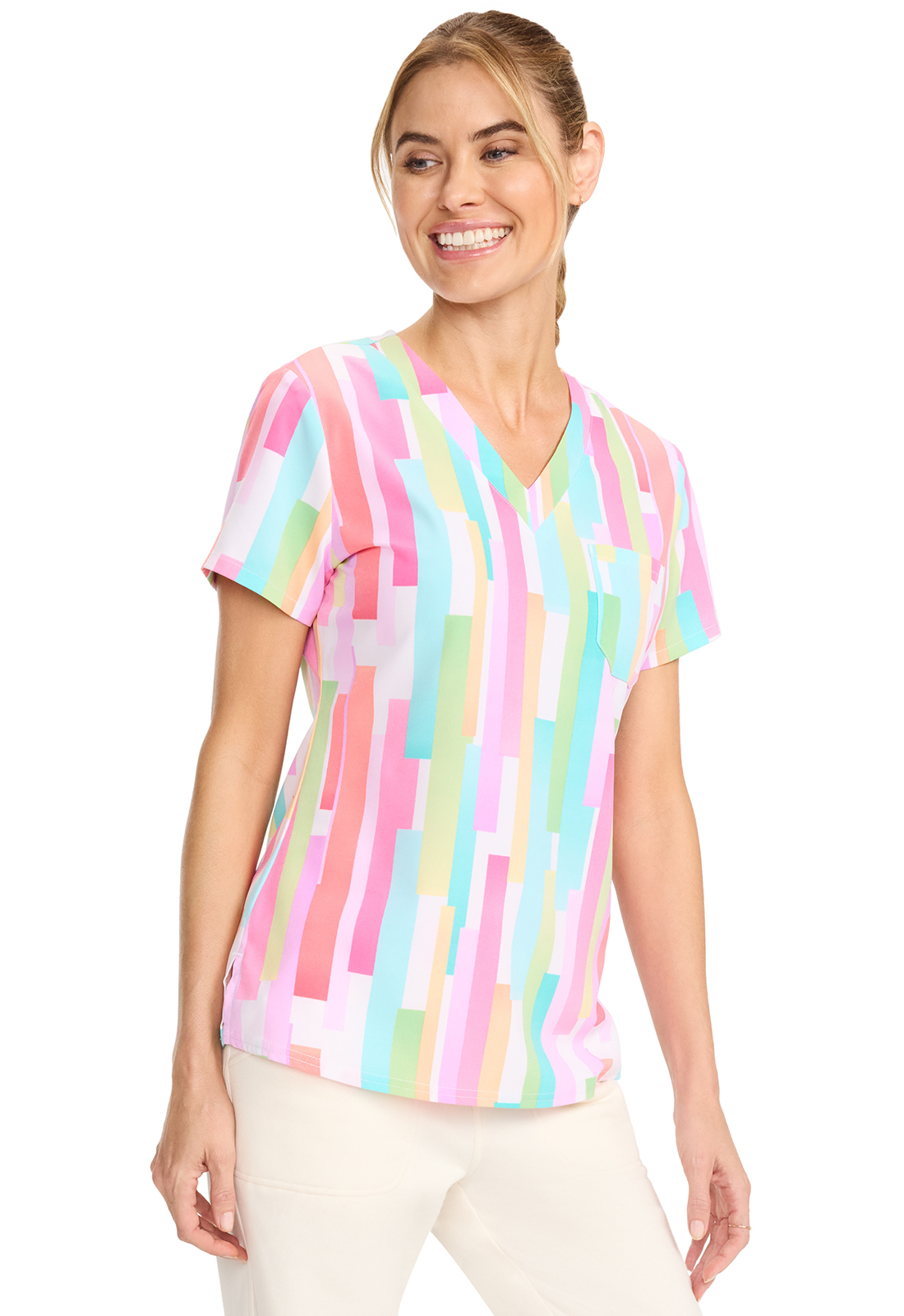 MC Prints Print V-Neck Top-Med Couture