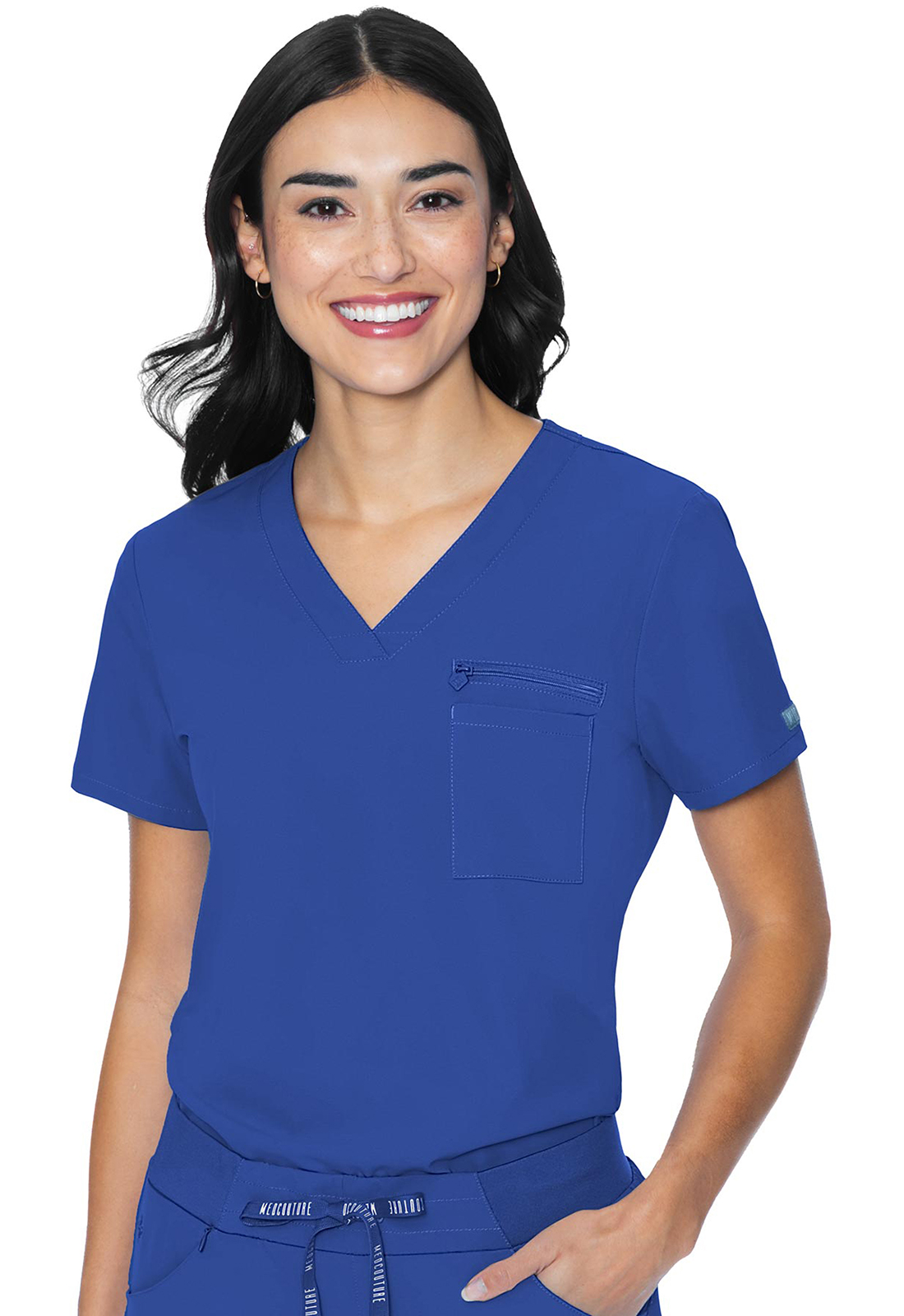 MC Peaches V-Neck Chest Pocket Top-Med Couture