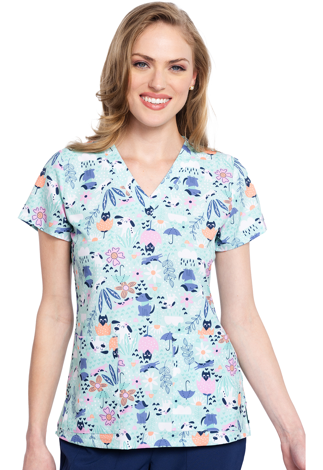MC Prints V-Neck Print Top-Med Couture