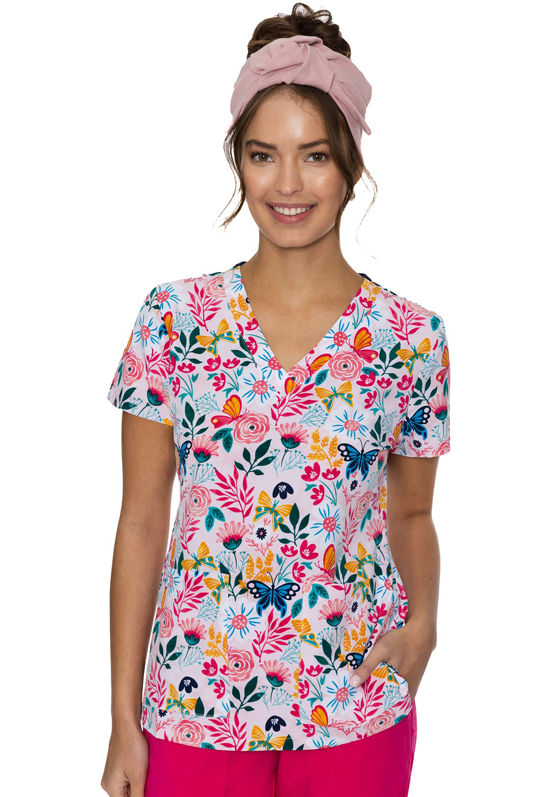 MC Prints V-Neck Print Top-Med Couture