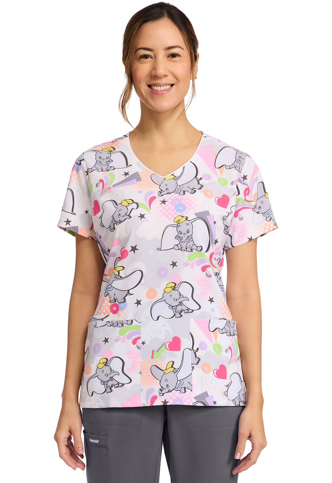 Cherokee Licensed V-Neck Print Top-Tooniforms