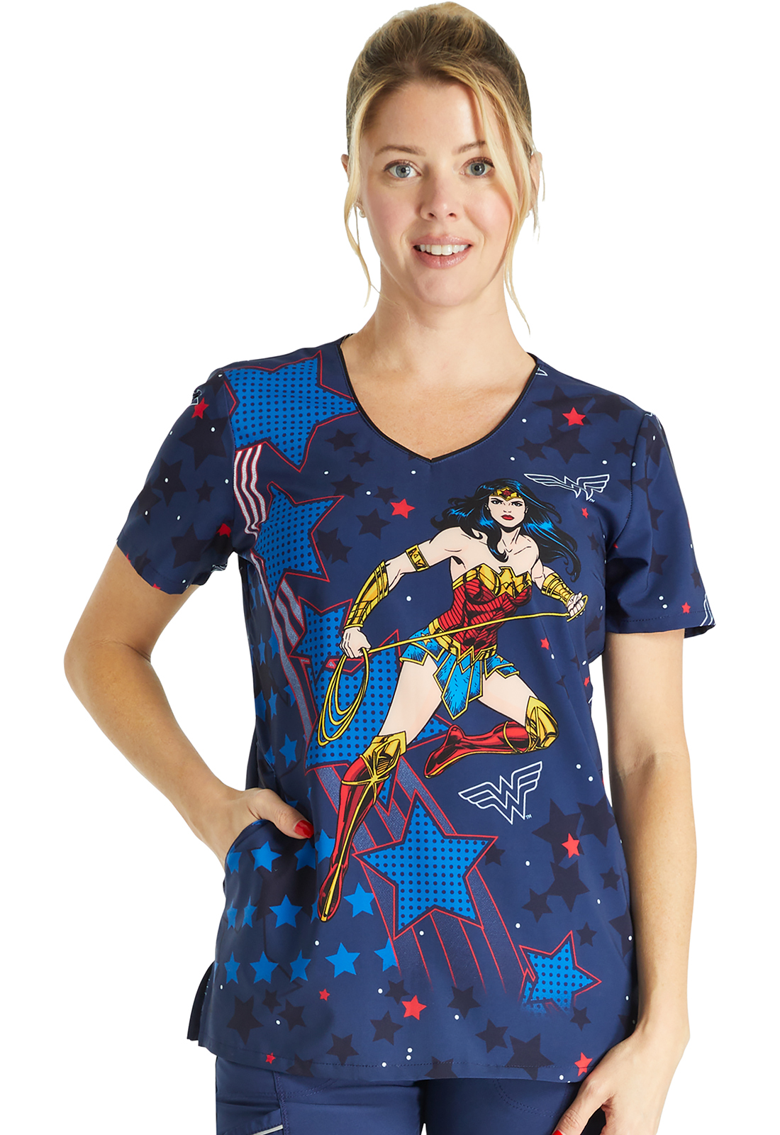 Cherokee Licensed V&#45;Neck Print Top-Tooniforms
