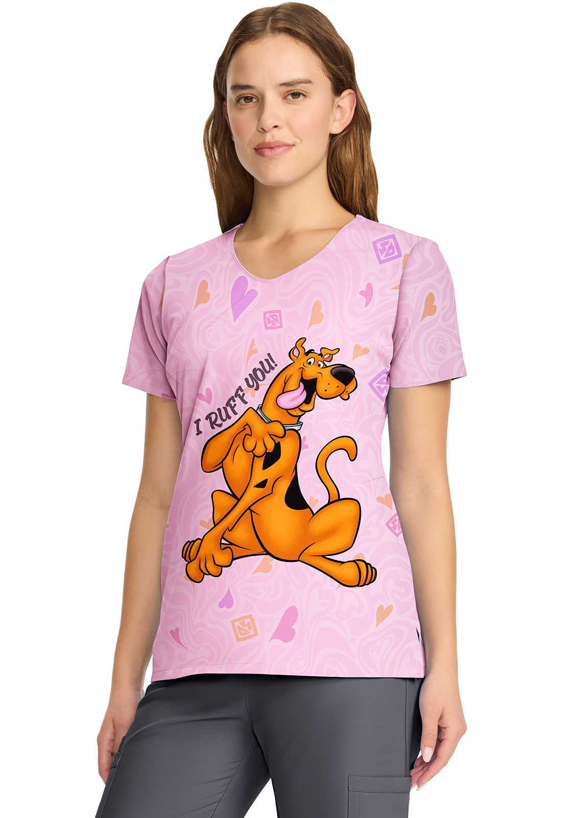 Cherokee Licensed V-Neck Print Top-Tooniforms
