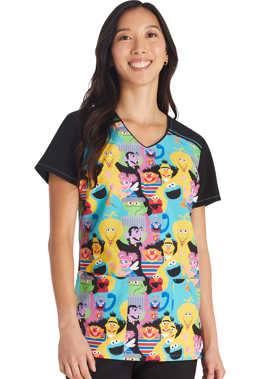 Cherokee Licensed V-Neck Print Top-Tooniforms