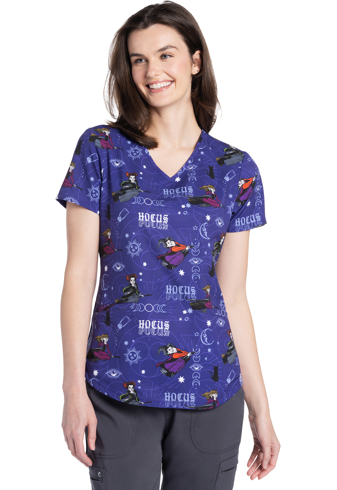 Cherokee Licensed V-Neck Print Top-Tooniforms