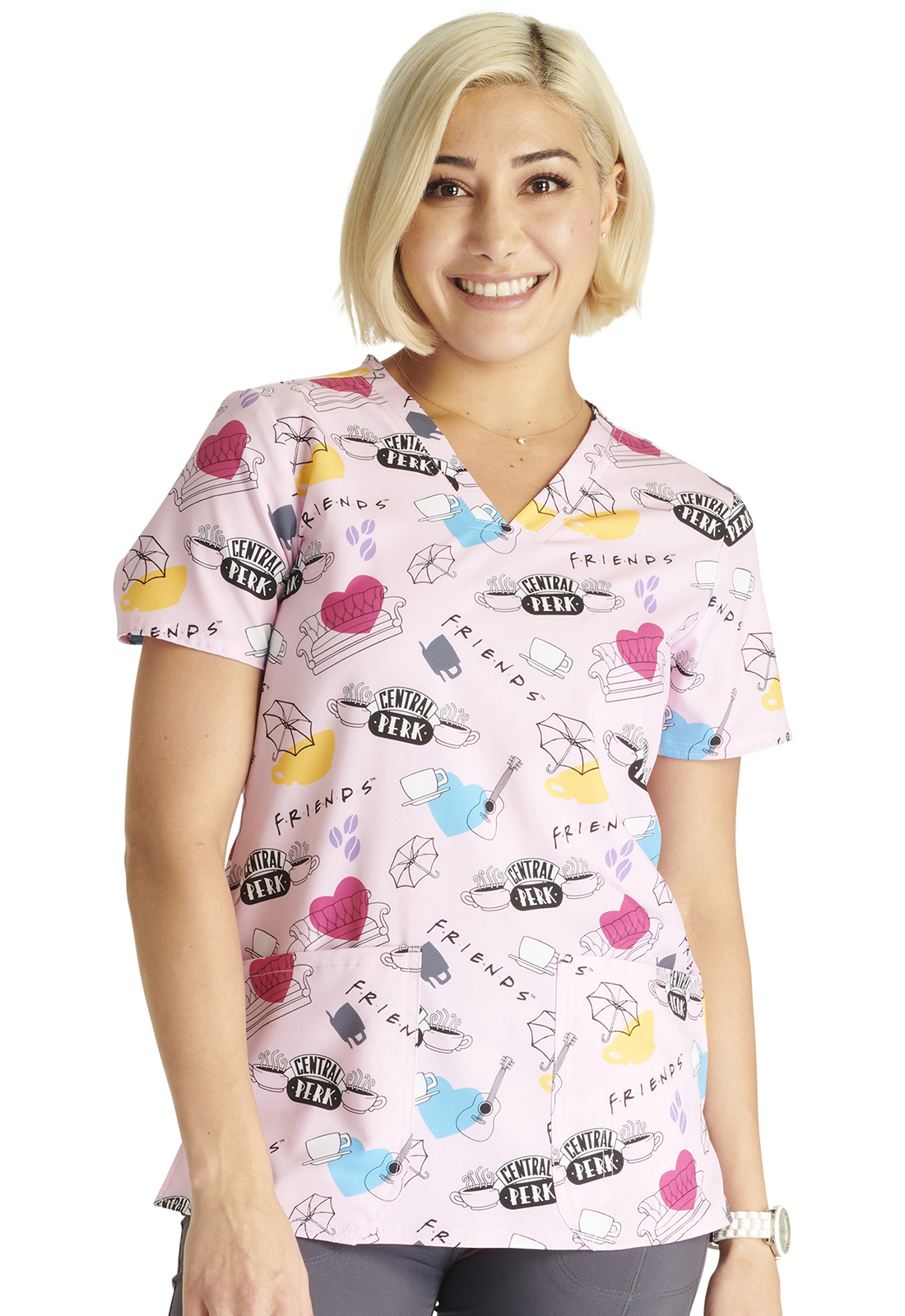 Cherokee Licensed V&#45;Neck Print Top-Tooniforms