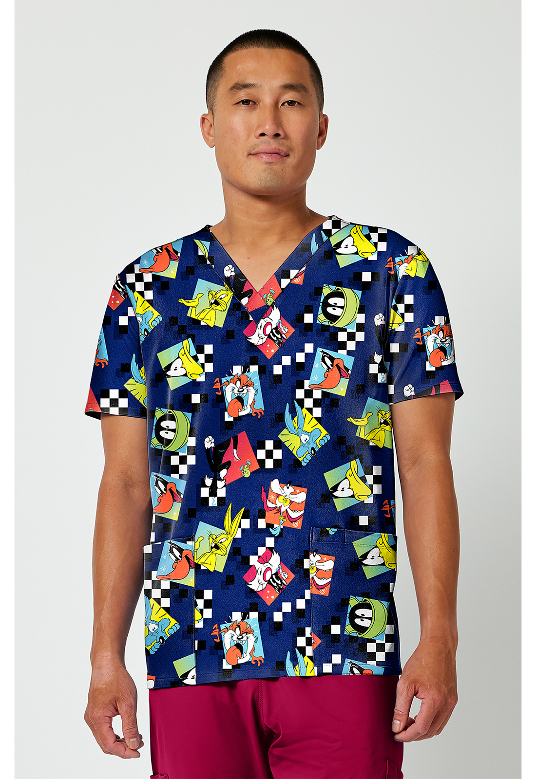TF TOONIFORMS Men‘s Print  V-Neck Top-TOONIFORMS