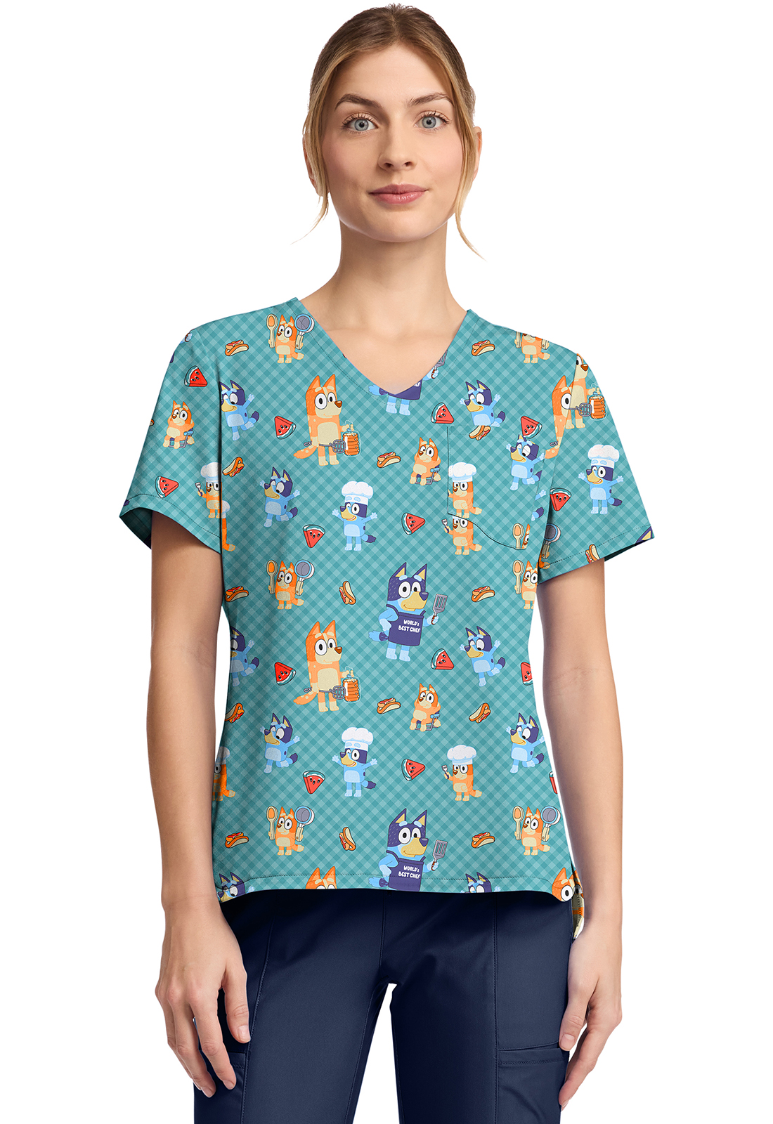 Cherokee Licensed Print V-Neck Top-Tooniforms