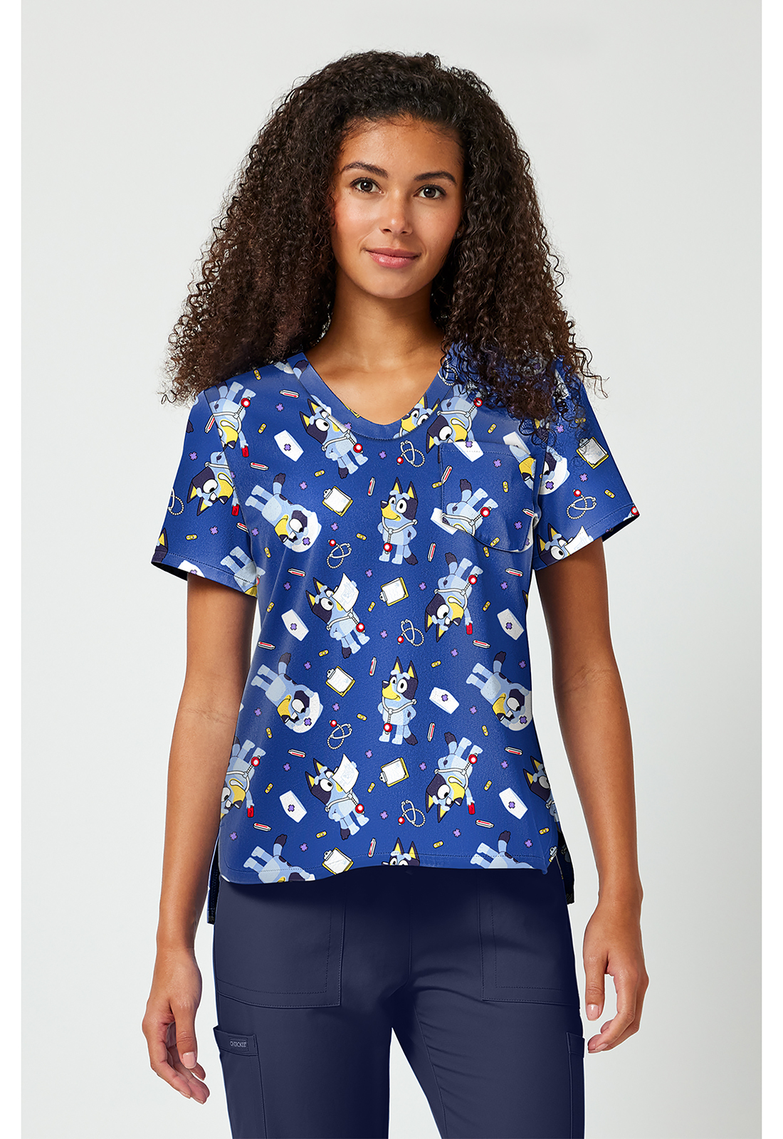 TF TOONIFORMS Print V-Neck Top-TOONIFORMS