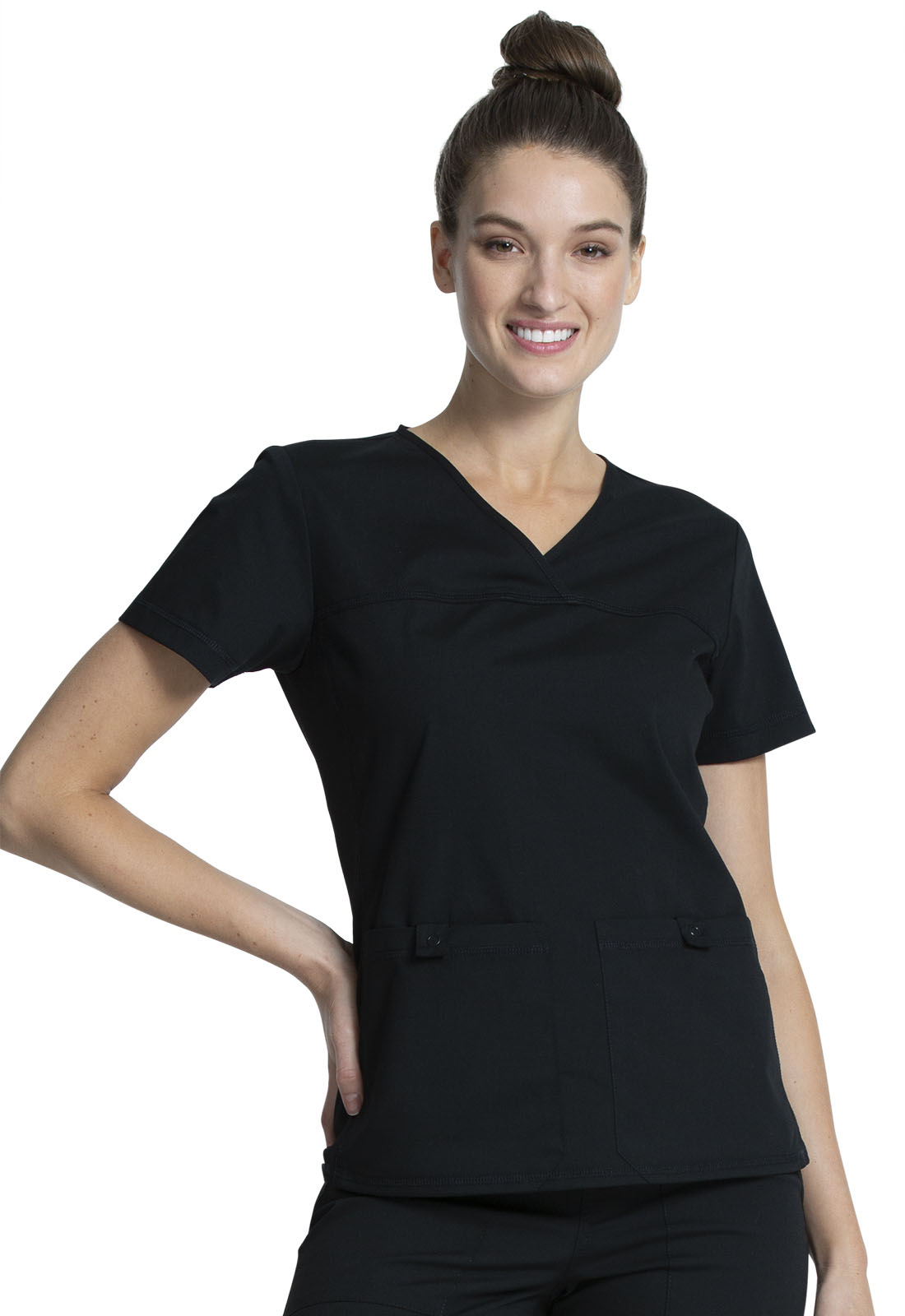 Cherokee Workwear WW Professionals V-Neck Knit Panel Top-
