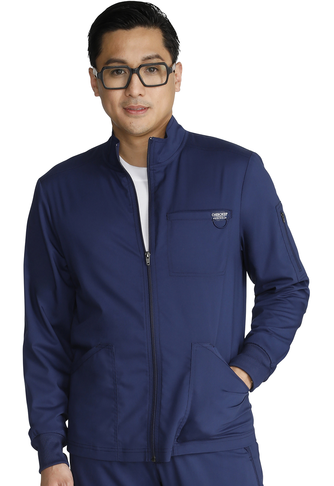 Revolution WW320 Men&#8216;s Zip Front 4 Pocket Scrub Jacket Warmup by Cherokee Workwear-Cherokee Workwear
